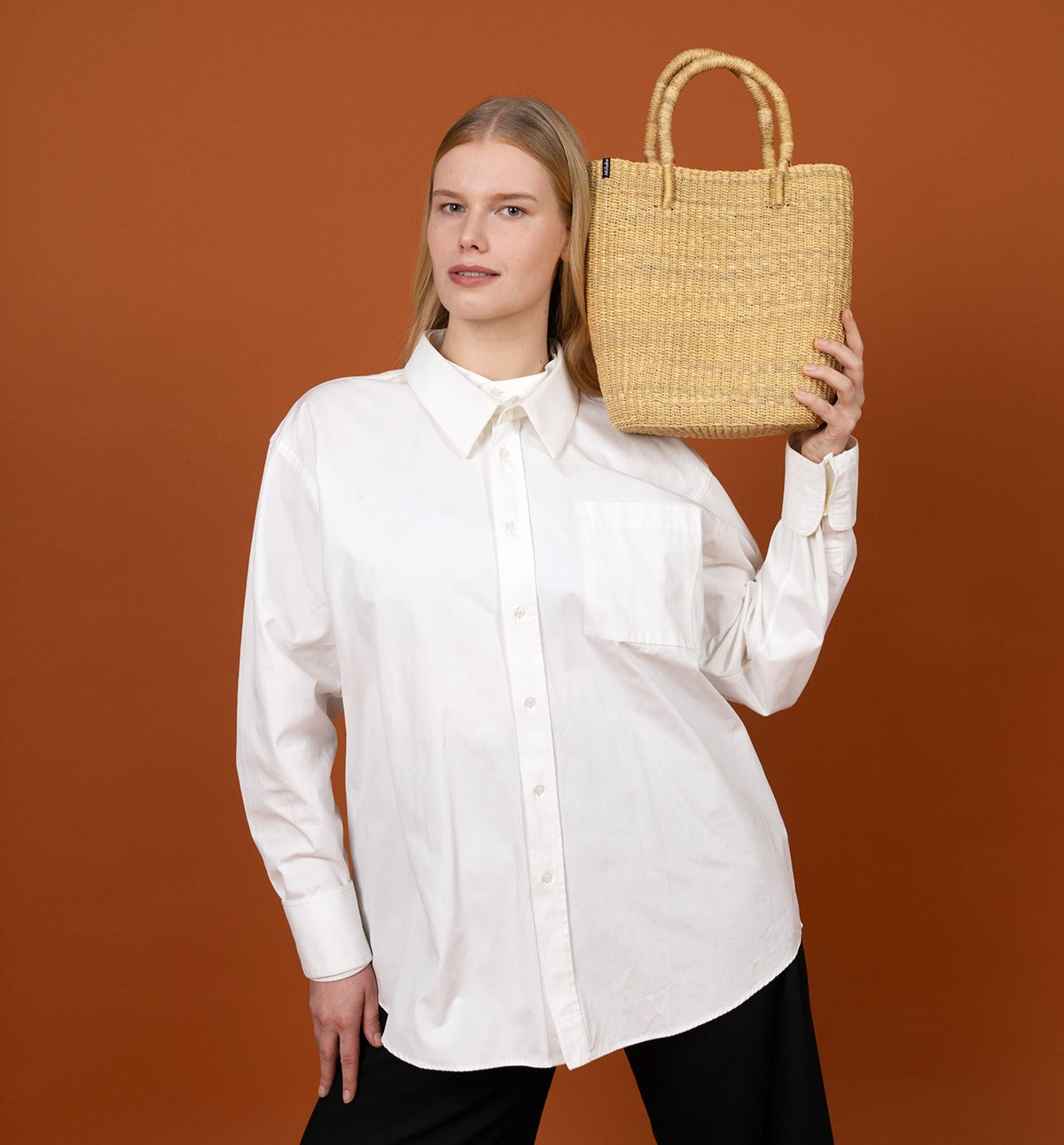 Handmade fair trade Mifuko Elephant grass Market basket S Bolga market basket | Natural S