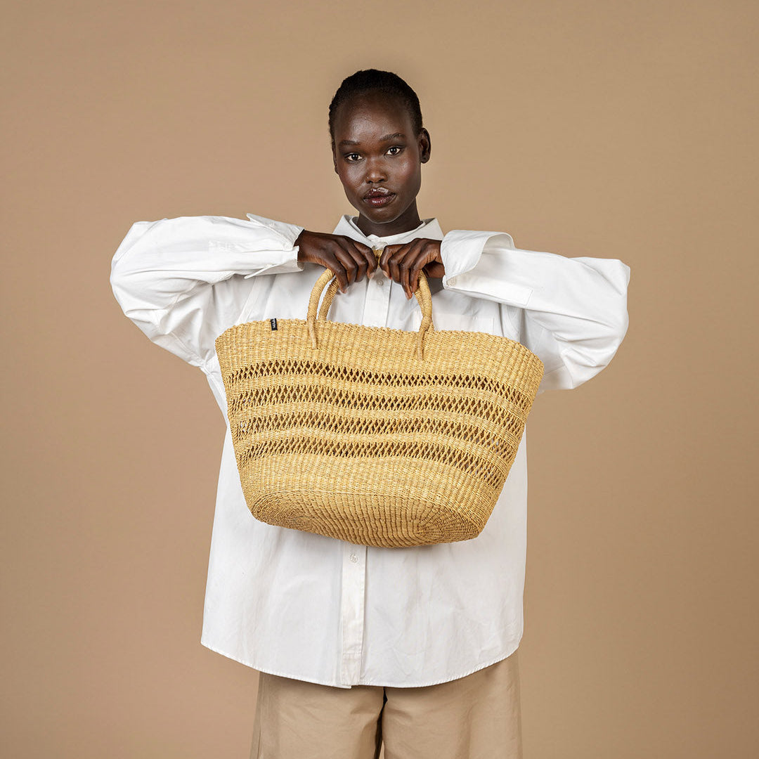 Mifuko Elephant grass Market basket M Bolga market basket | Natural open weave M handmade fair trade