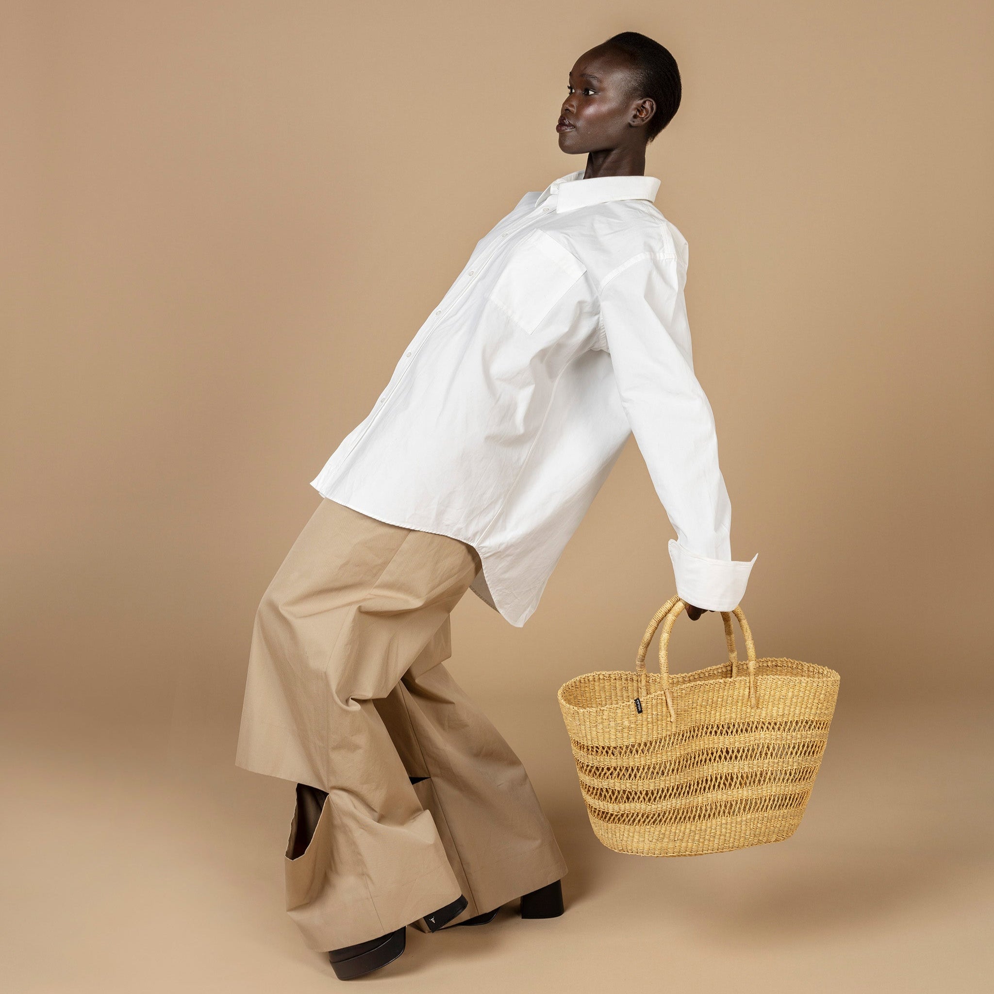 Mifuko Elephant grass Market basket M Bolga market basket | Natural open weave M handmade fair trade