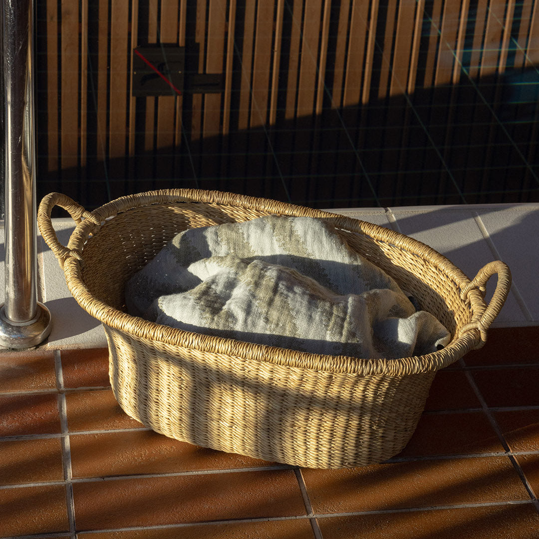 Natural small basket for laundry and kitchen handmade