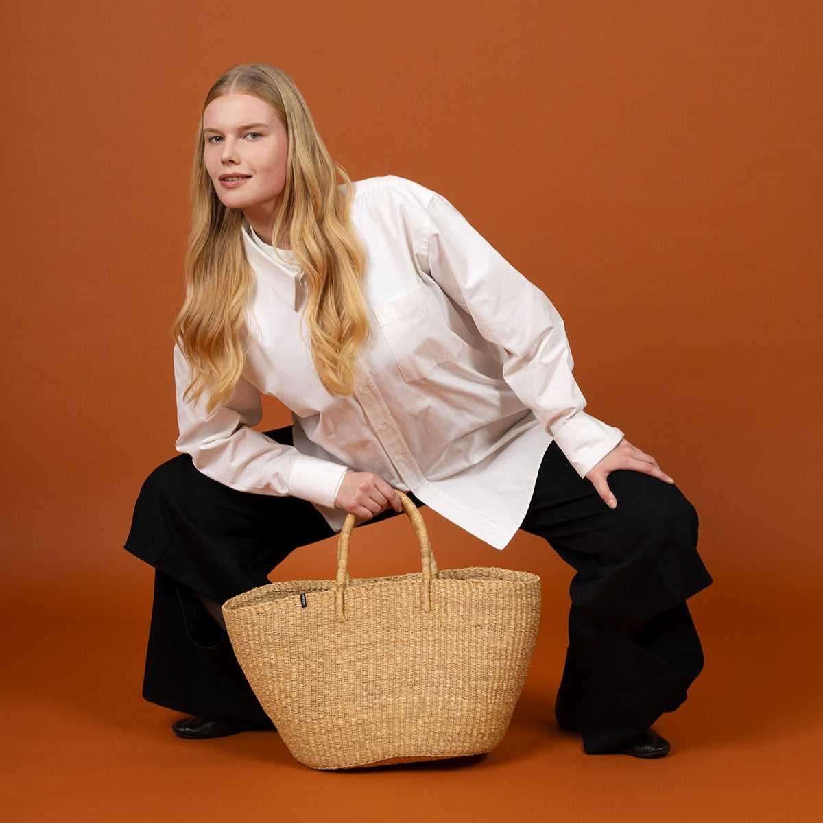 Handmade fair trade Mifuko Elephant grass Market basket M Bolga market basket | Natural M