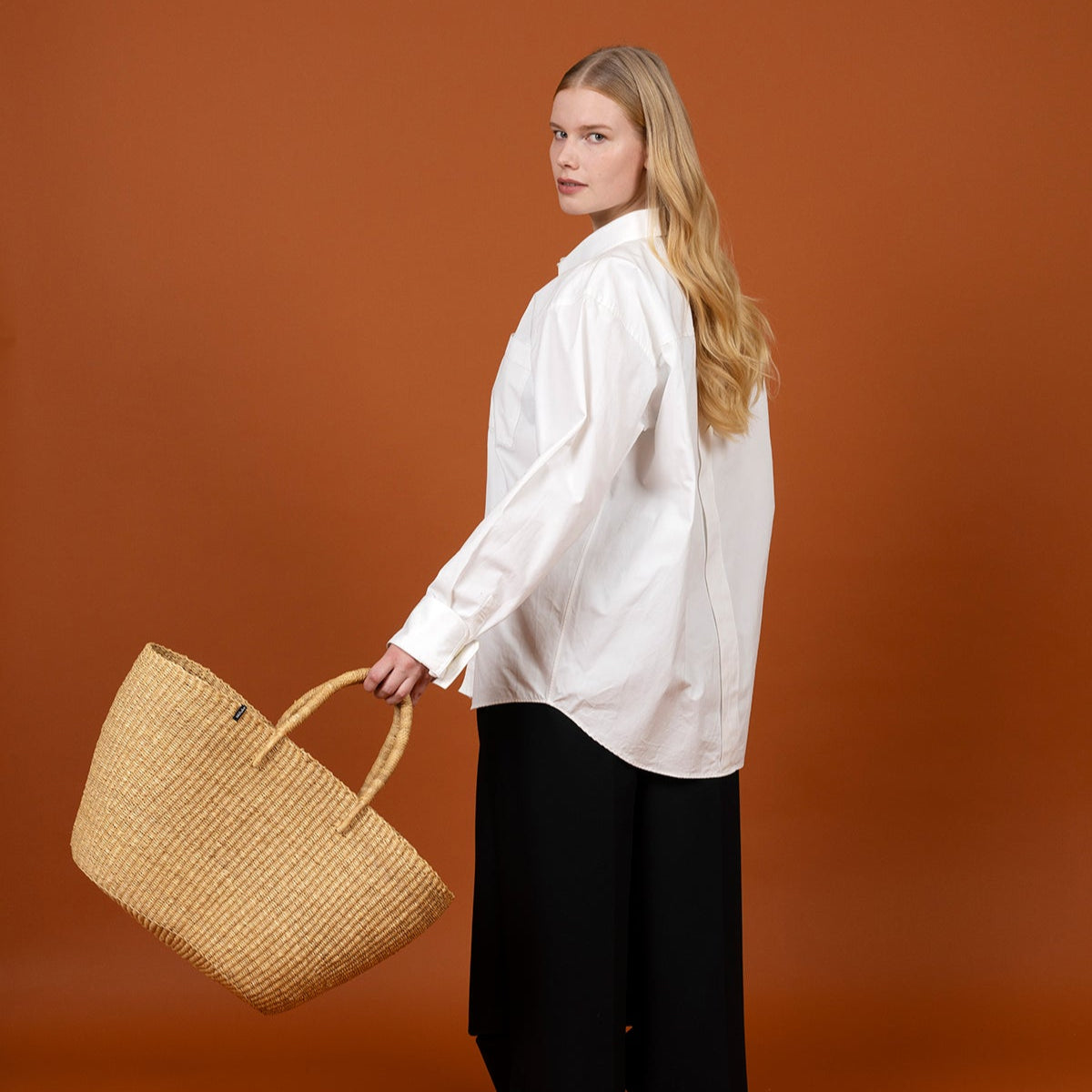 Handmade fair trade Mifuko Elephant grass Market basket M Bolga market basket | Natural M