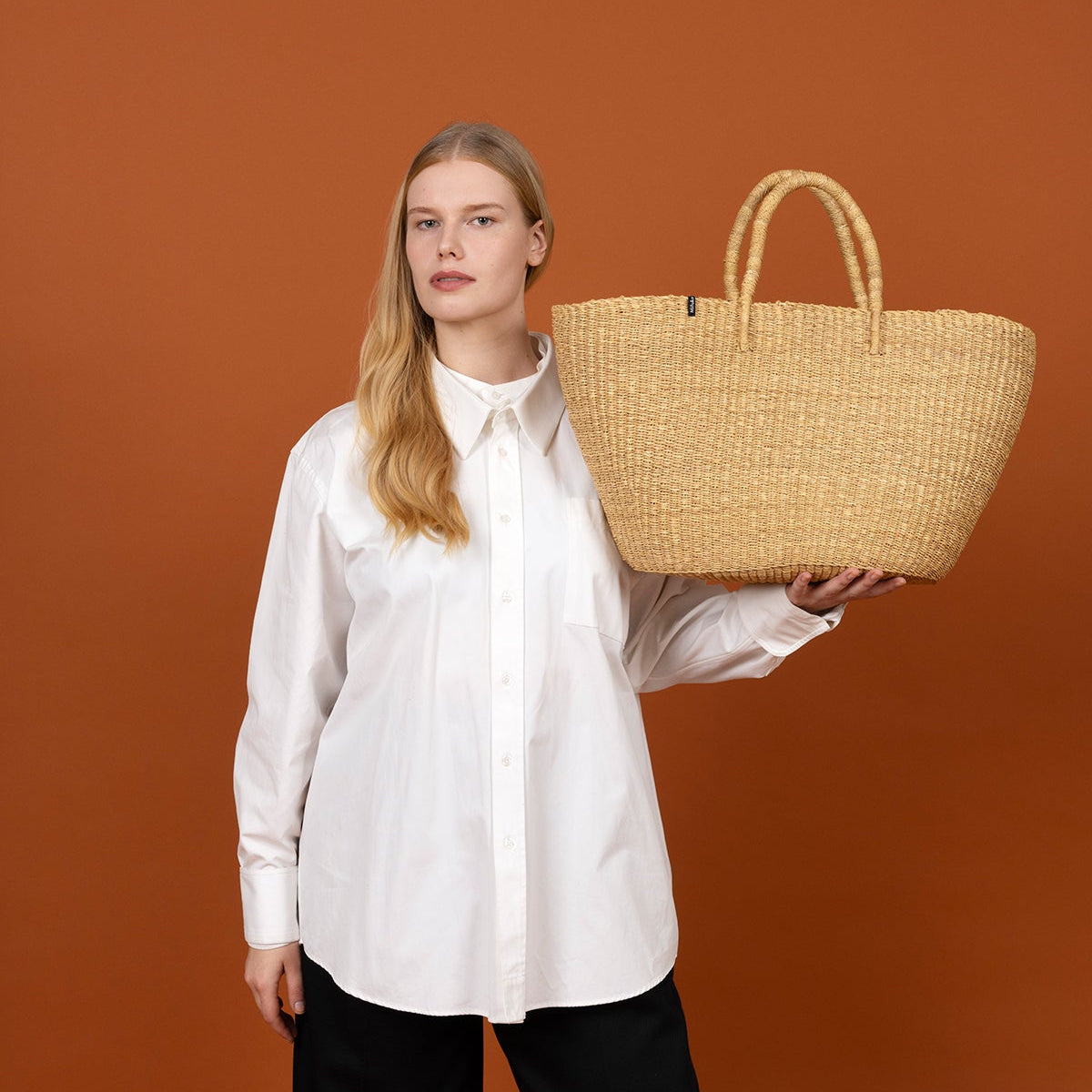 Handmade fair trade Mifuko Elephant grass Market basket M Bolga market basket | Natural M