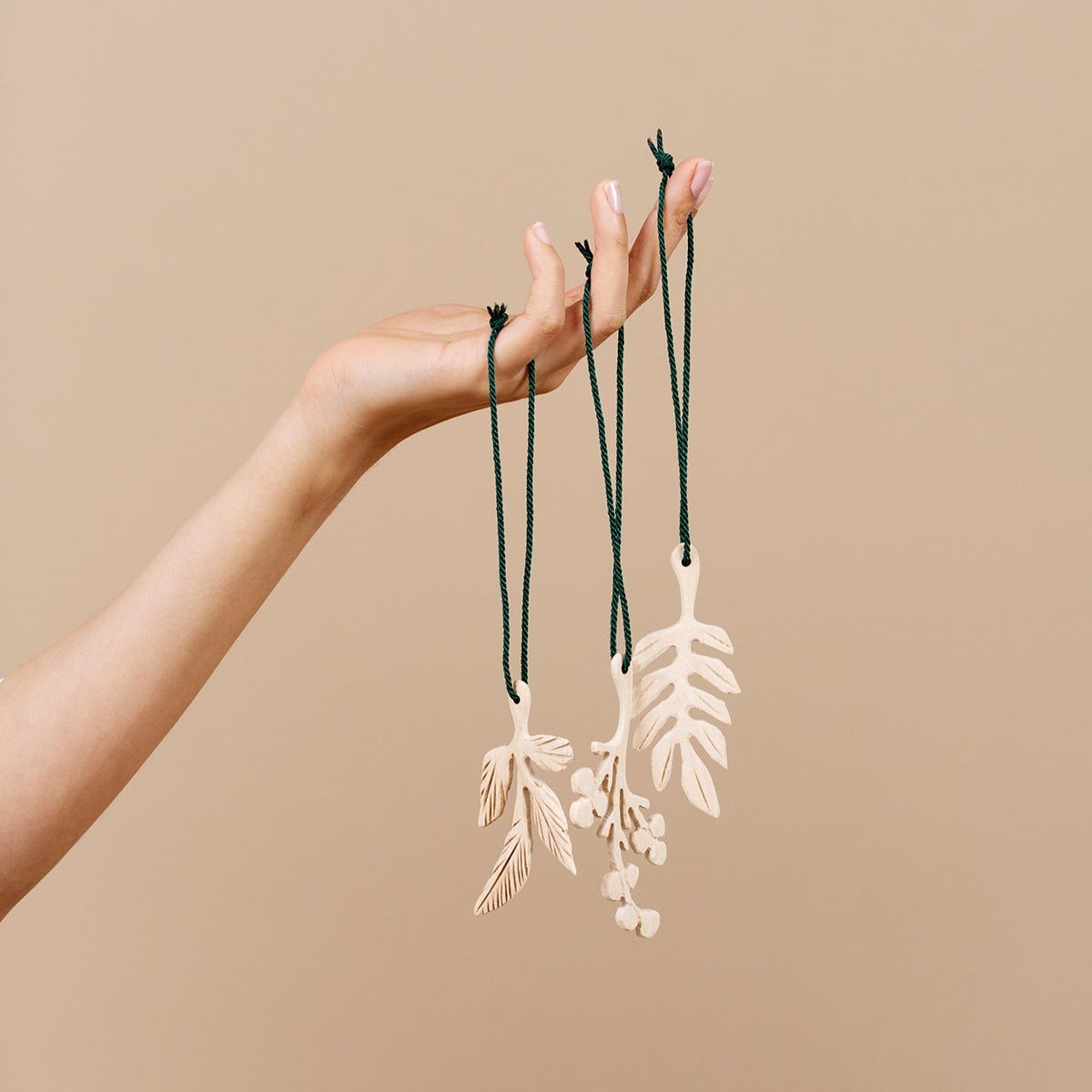 Handmade fair trade Jacaranda wood Wooden ornament | 3 branches ornament set