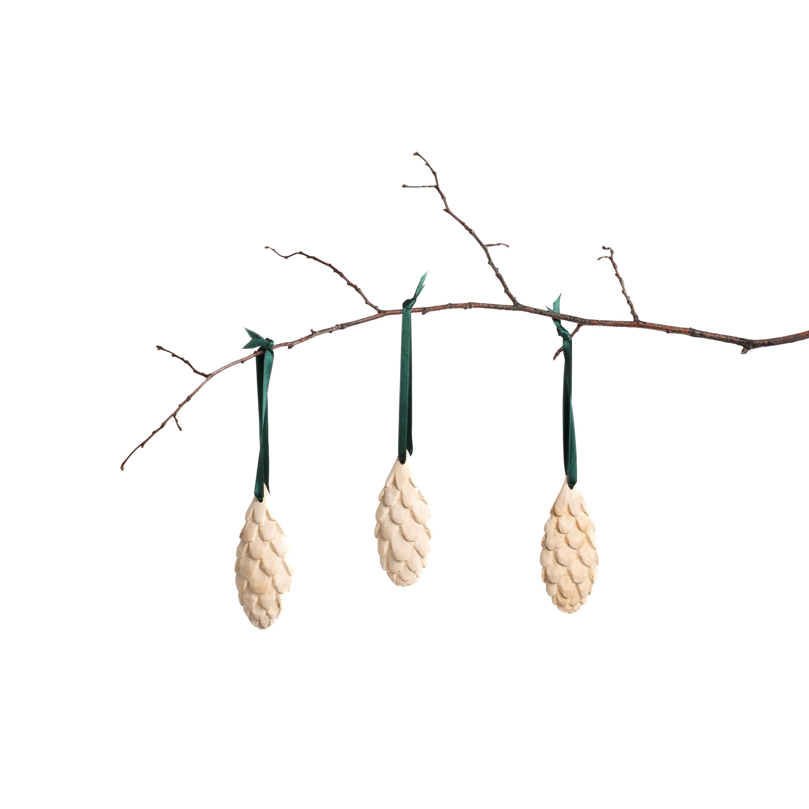 Handmade fair trade Jacaranda wood Wooden ornament | Spruce cone