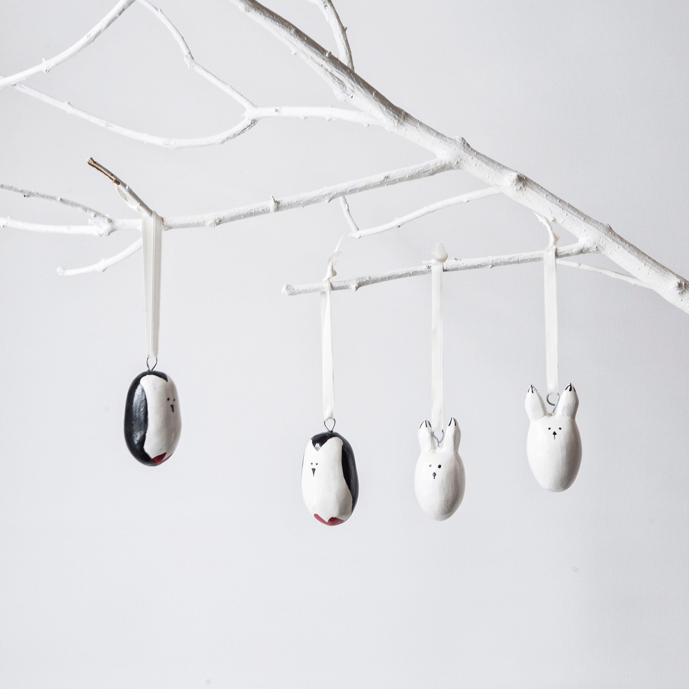 Handmade fair trade Jacaranda wood Wooden ornament | White bunny