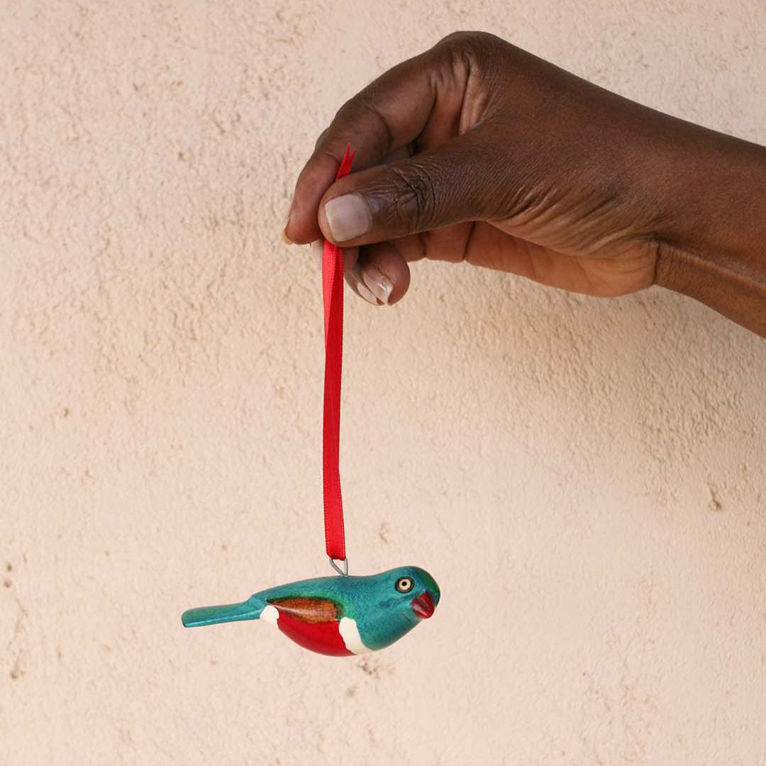 Handmade fair trade Jacaranda wood Wooden ornament | Superb starling