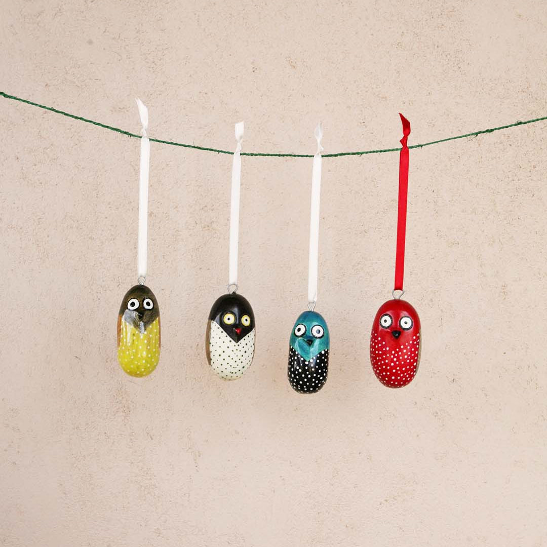Handmade fair trade Jacaranda wood Wooden ornament | Red owl
