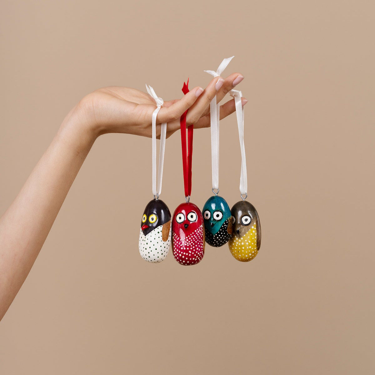 Set of Owls, hand-carved and hand-painted, Fair Trade certified