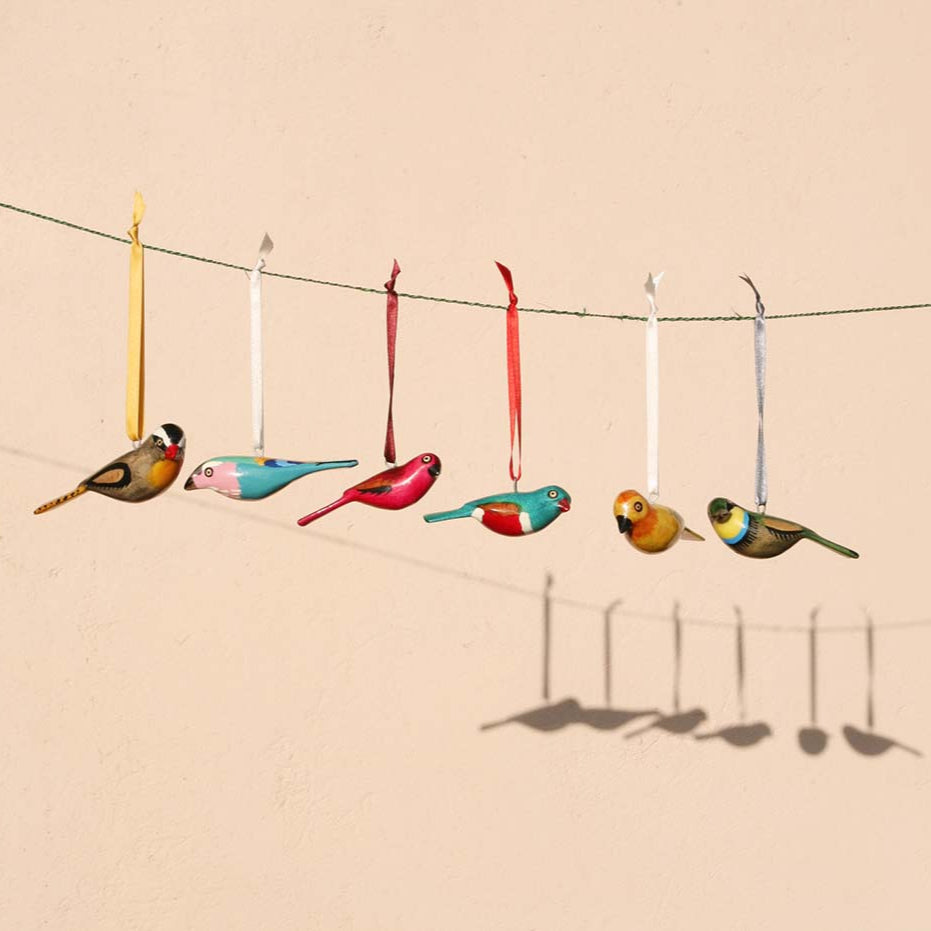 Handmade fair trade Jacaranda wood Wooden ornament | Lilac-breasted roller