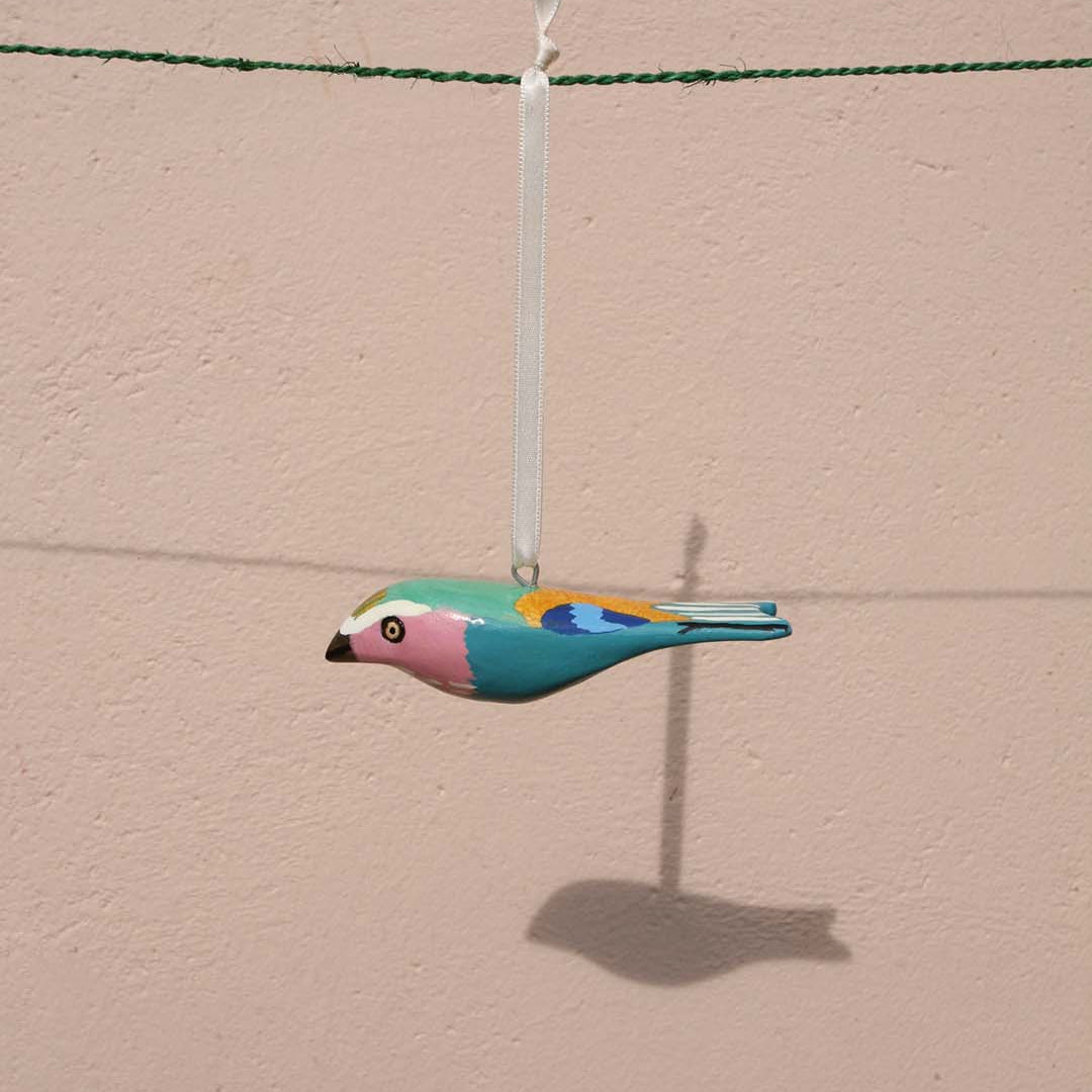 Handmade fair trade Jacaranda wood Wooden ornament | Lilac-breasted roller