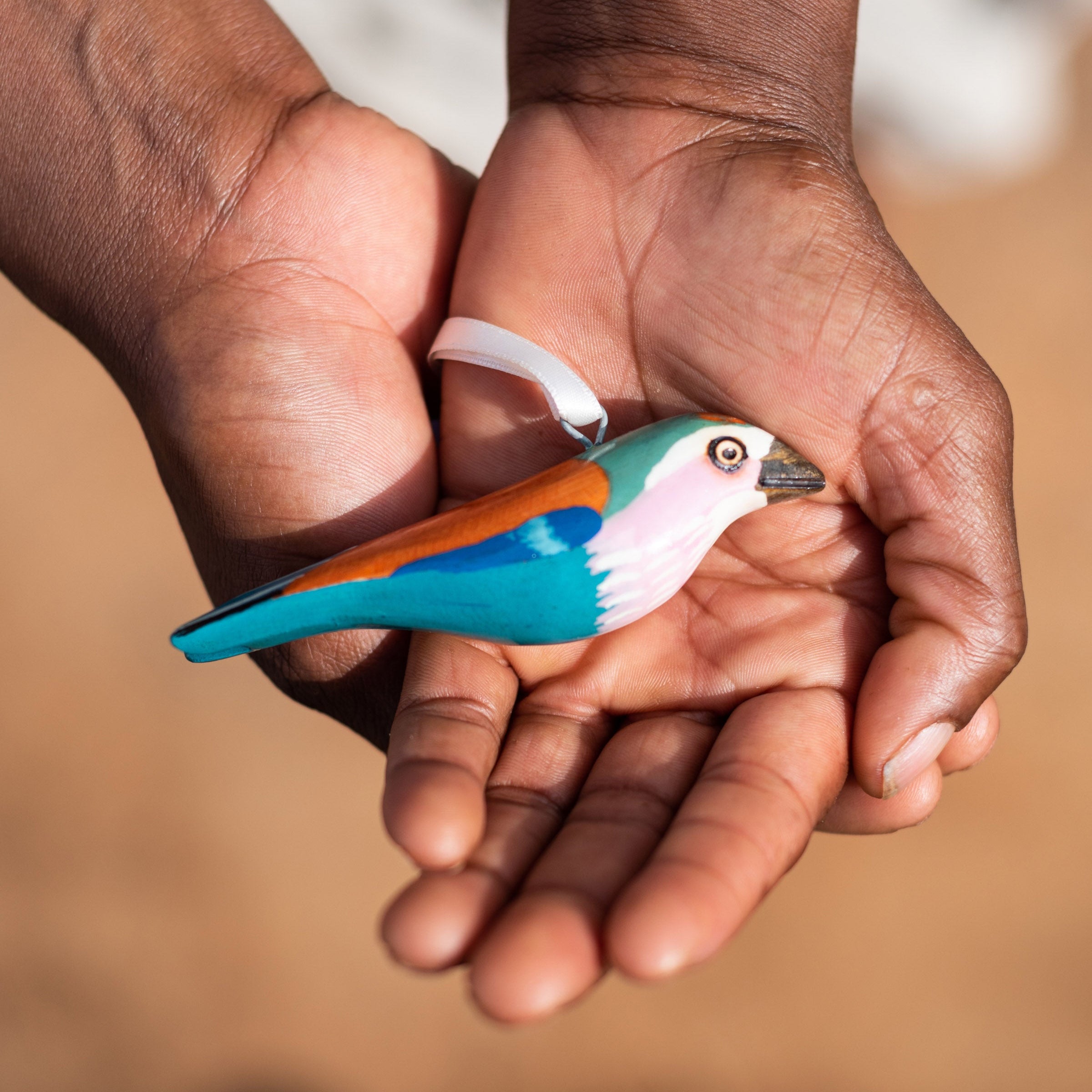 Handmade fair trade Jacaranda wood Wooden ornament | Lilac-breasted roller