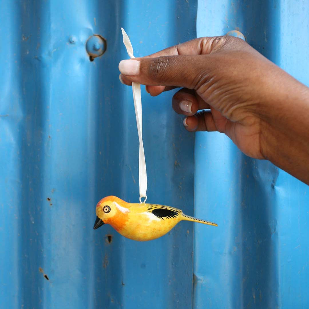 golden weaver handmade fair trade wooden ornament