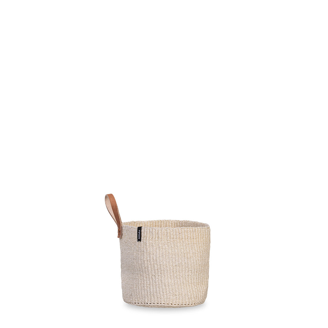 natural sisal basket XS with leather loop handmade fair trade