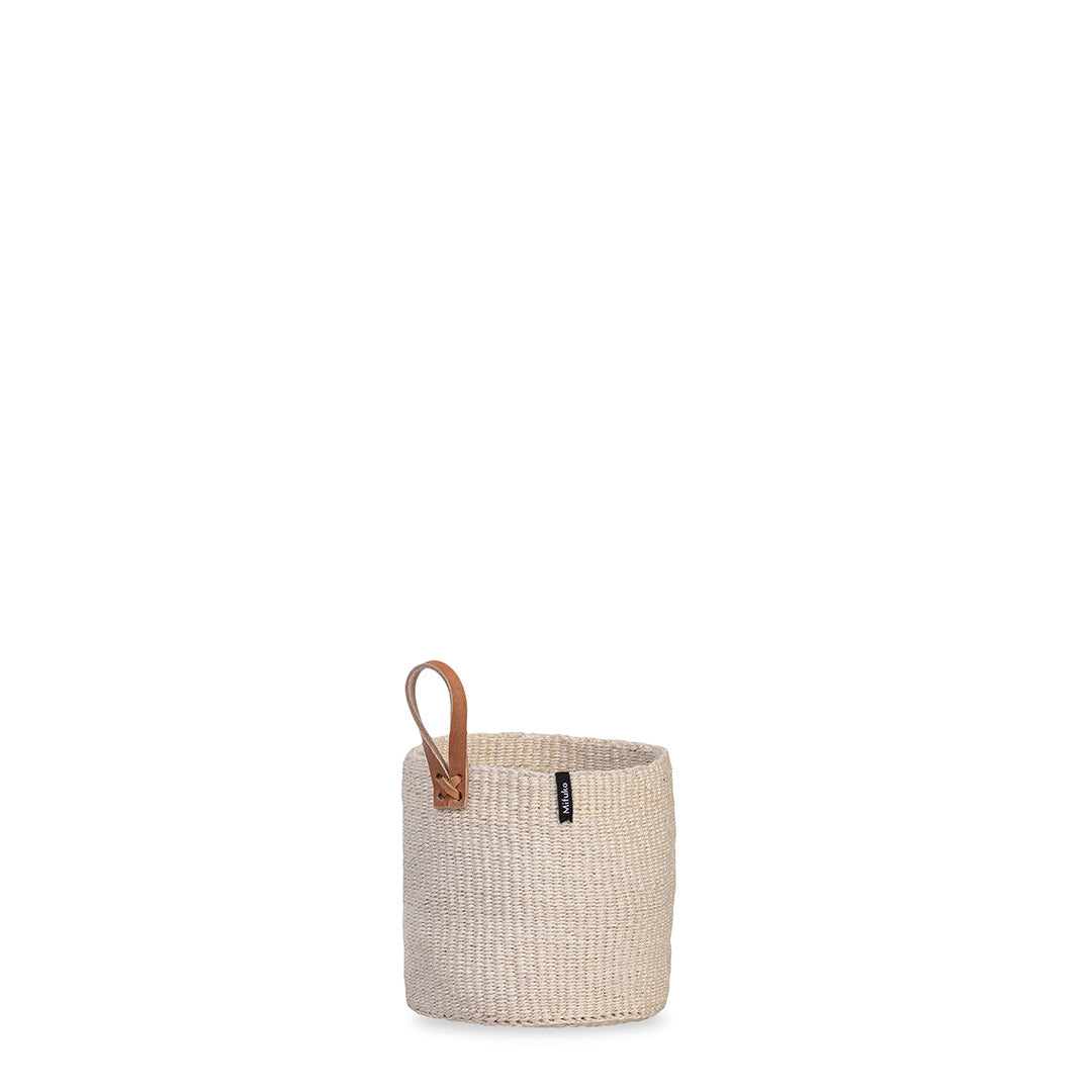 natural sisal basket XS with leather loop handmade fair trade