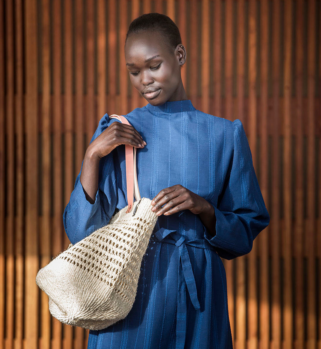 Mifuko Sisal Shopper basket M Kiondo shopper basket | Natural open weave M leather handles fair trade handmade