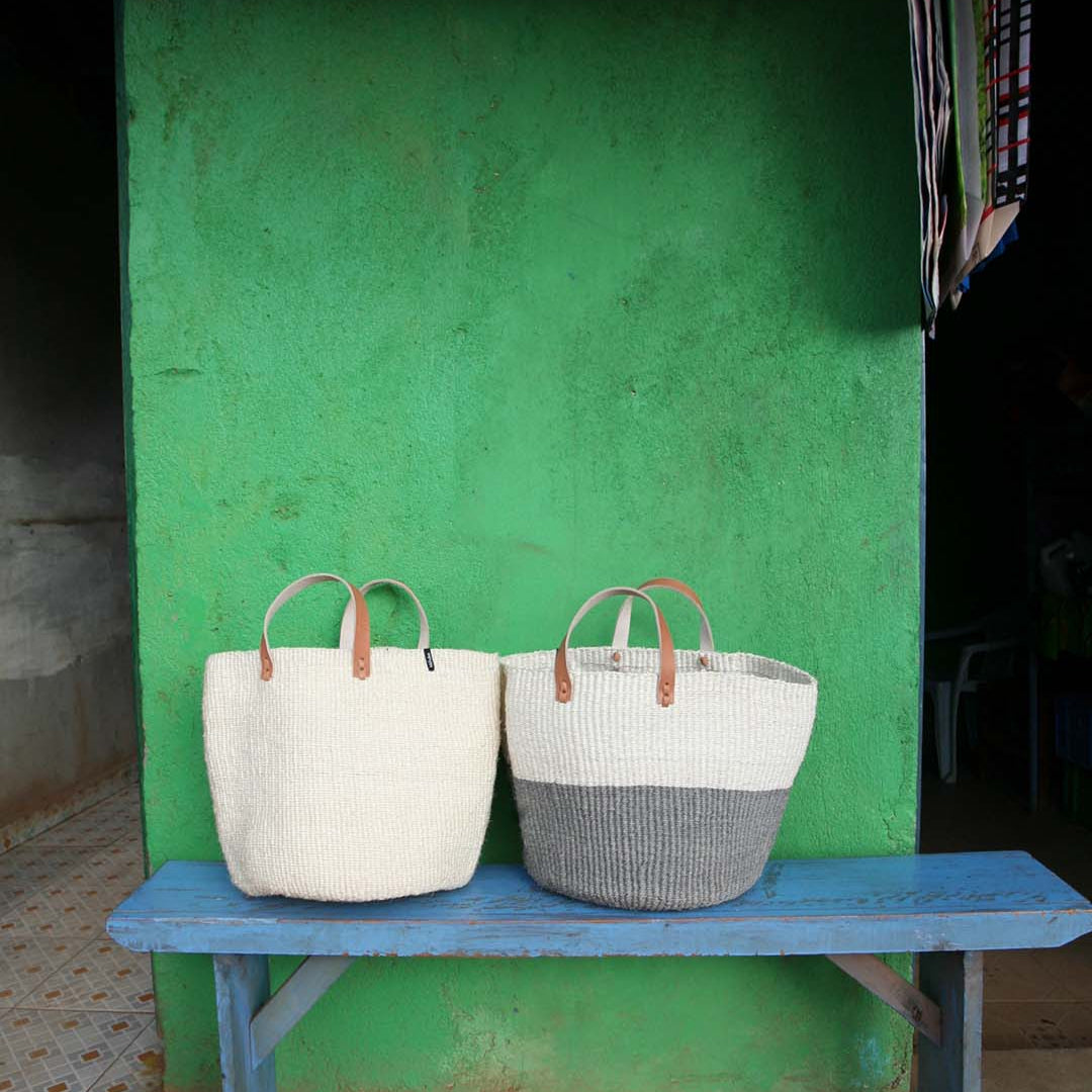 Mifuko Sisal Market basket M Kiondo market basket | Natural and light grey duo M