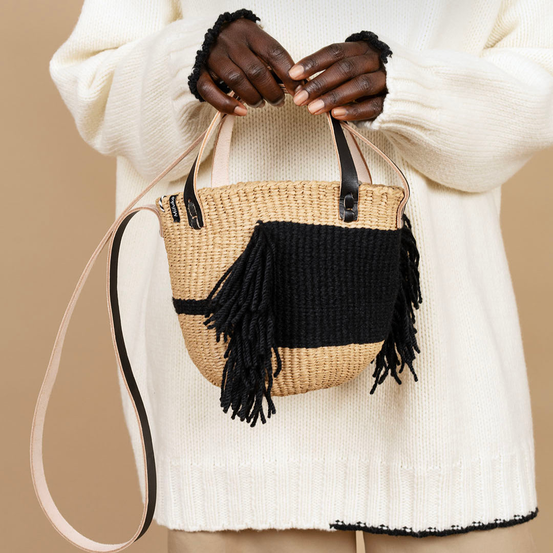 Mifuko Wool and paper Shopper basket Pamba shopper basket | Ervin Latimer design black XS