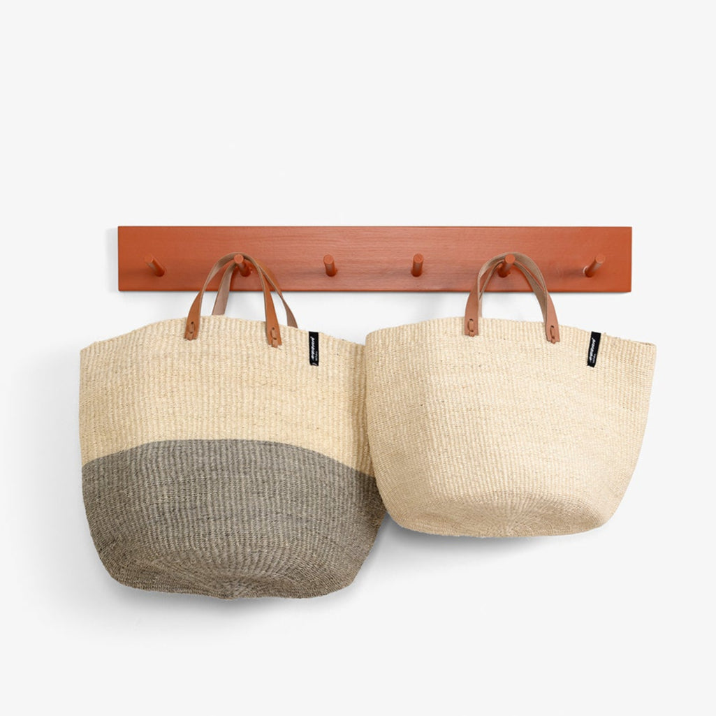 Mifuko Sisal Market basket L Kiondo market basket | Natural and light grey duo L handmade fair trade leather handles