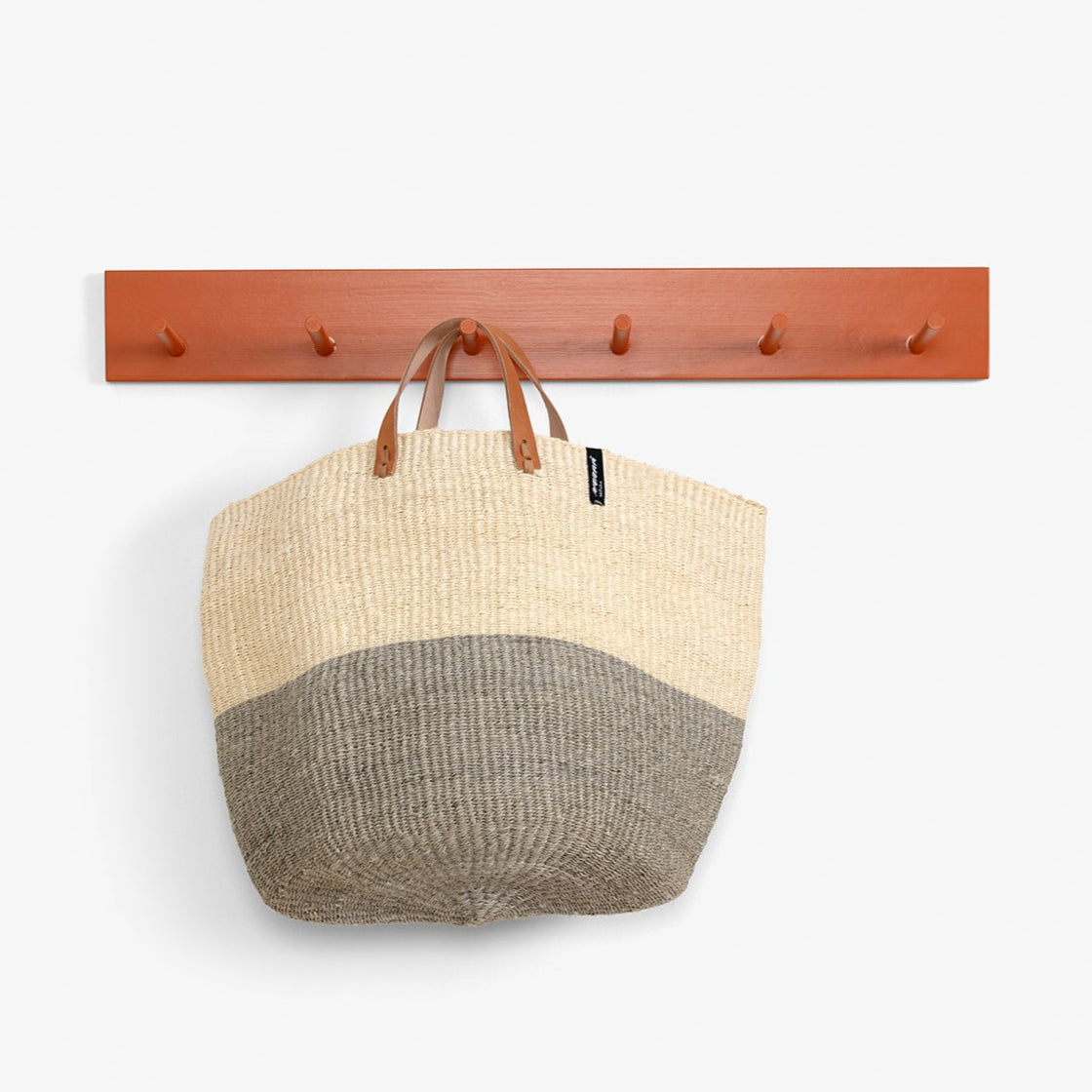 Mifuko Sisal Market basket L Kiondo market basket | Natural and light grey duo L handmade fair trade leather handles