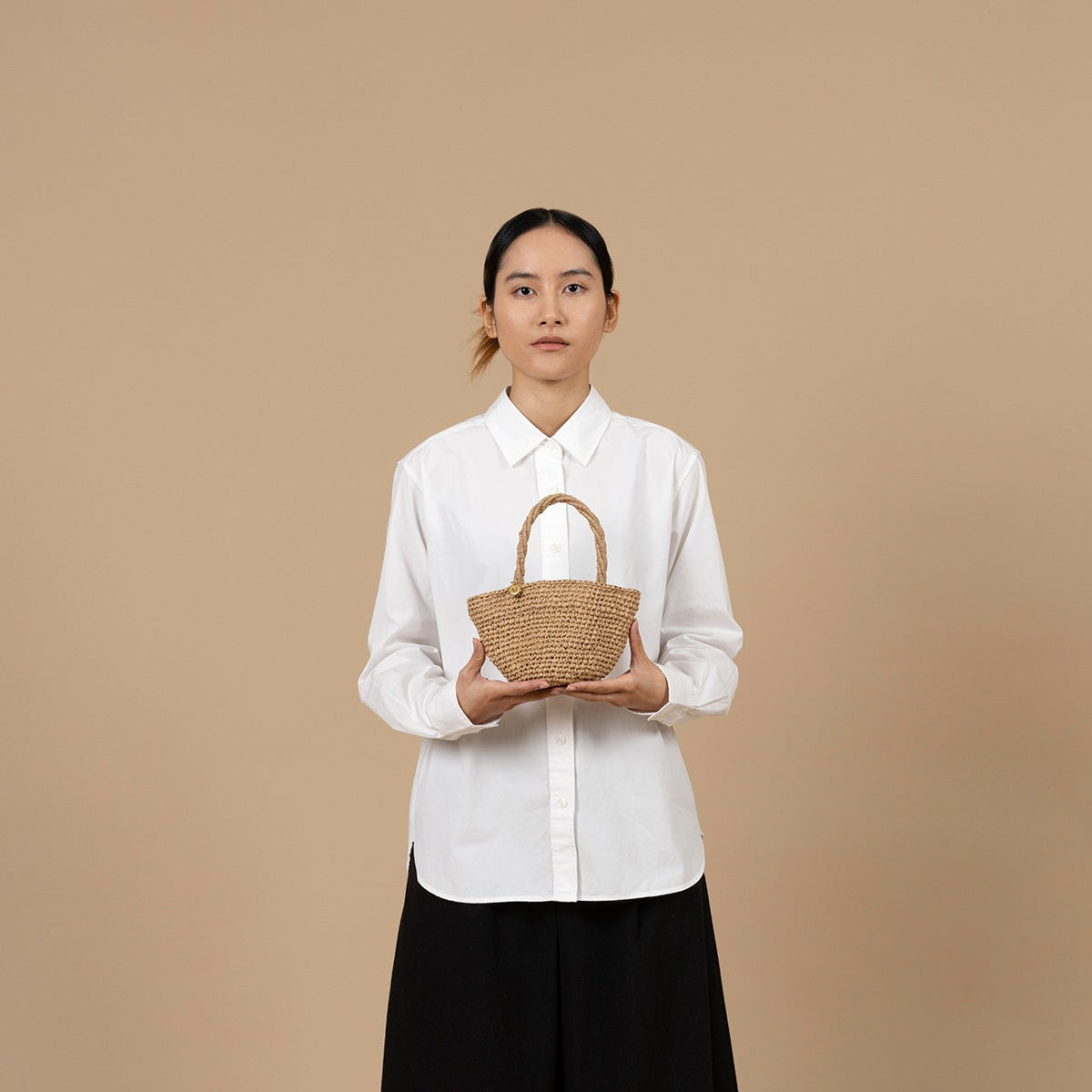 Mifuko Paper Shopper basket Kiondo shopper basket | Crocheted brown XXS handmade fair trade