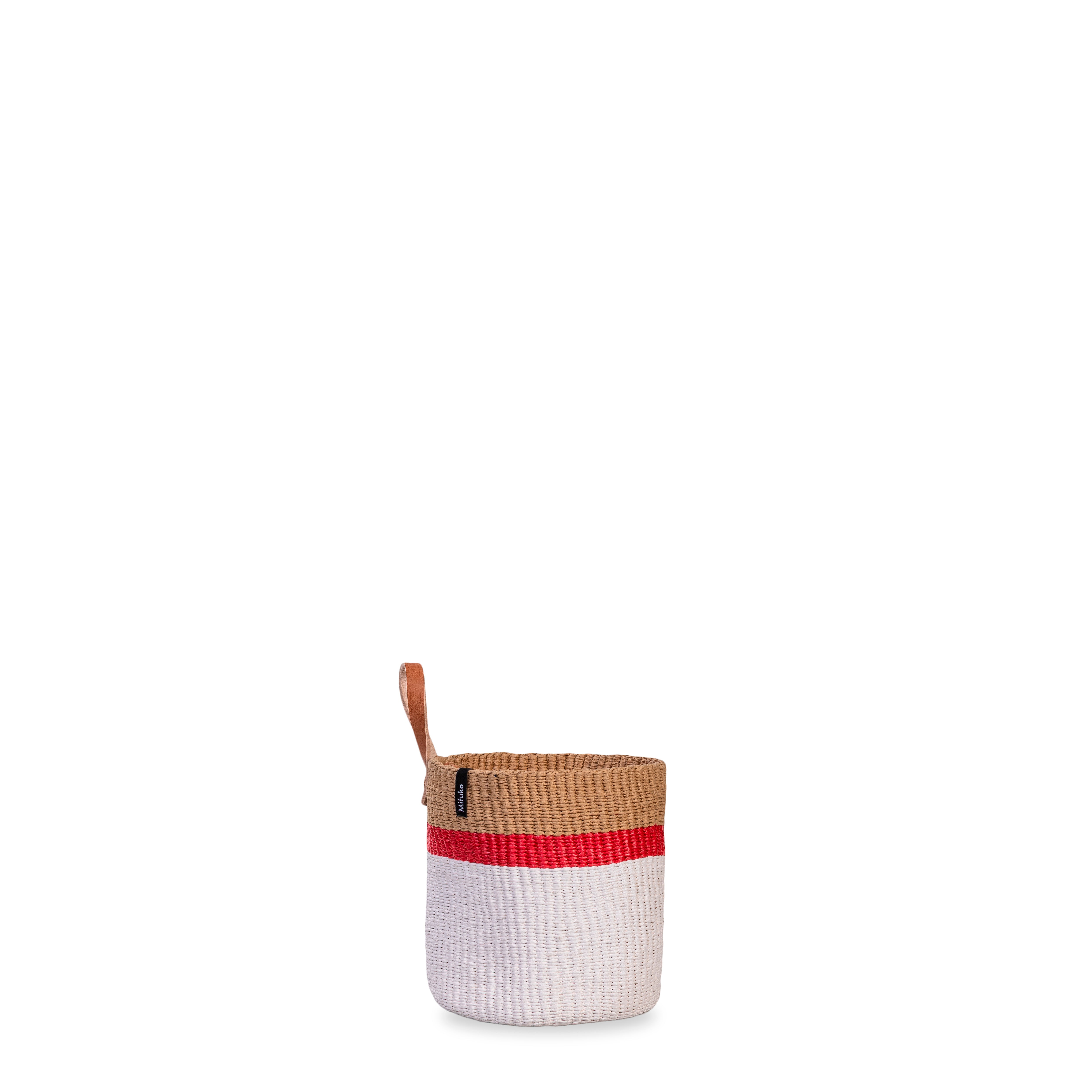 xs basket with leather loop handmade fair trade