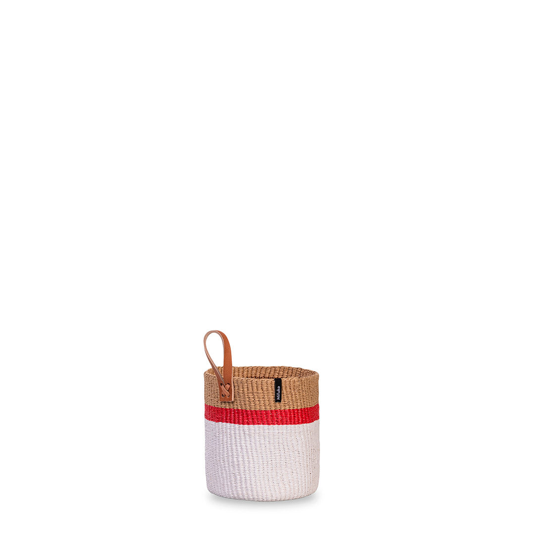 xs basket with leather loop handmade fair trade