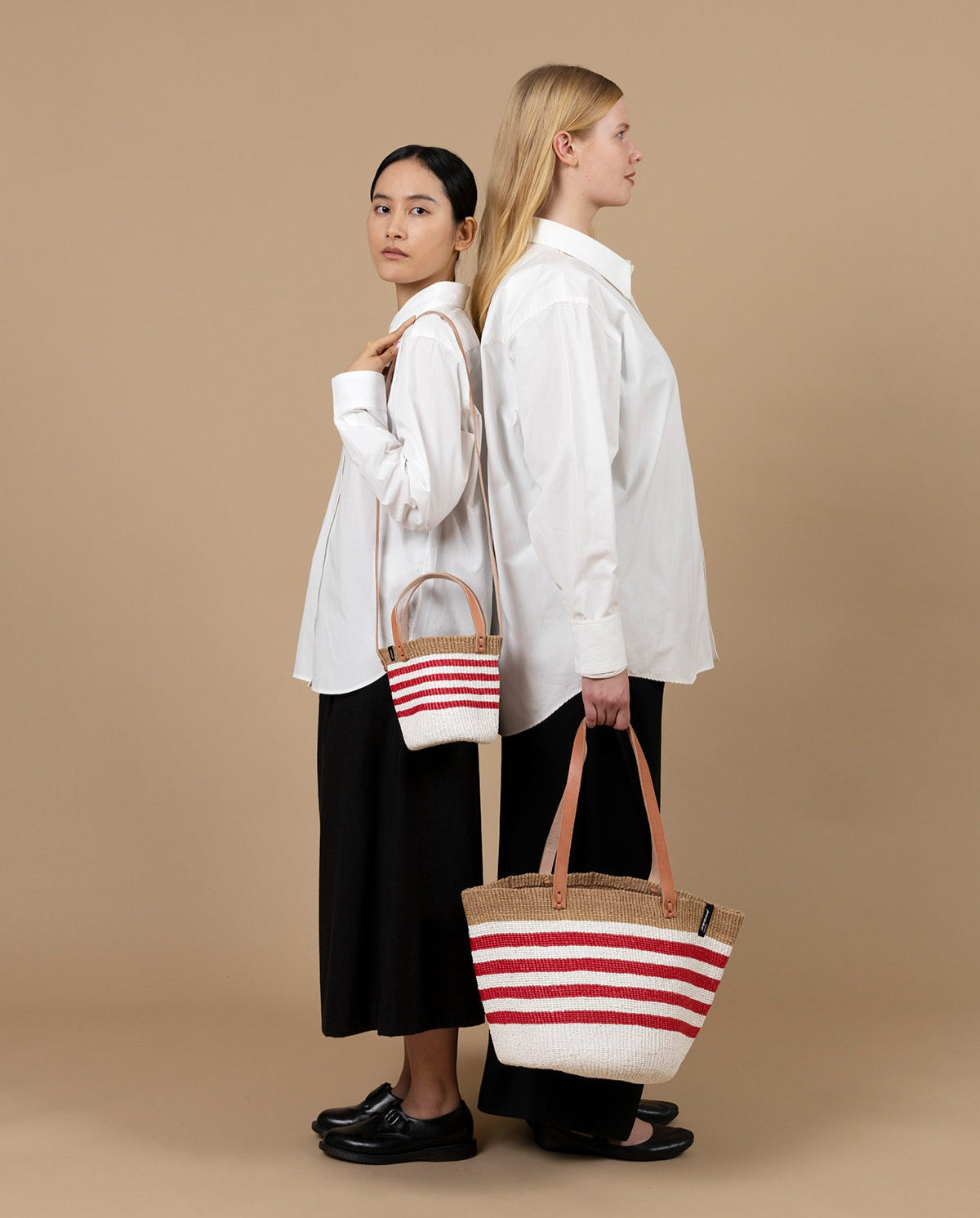 Mifuko Plastic and paper Shopper basket Kiondo shopper basket | Thin stripe red XS fair trade handmade