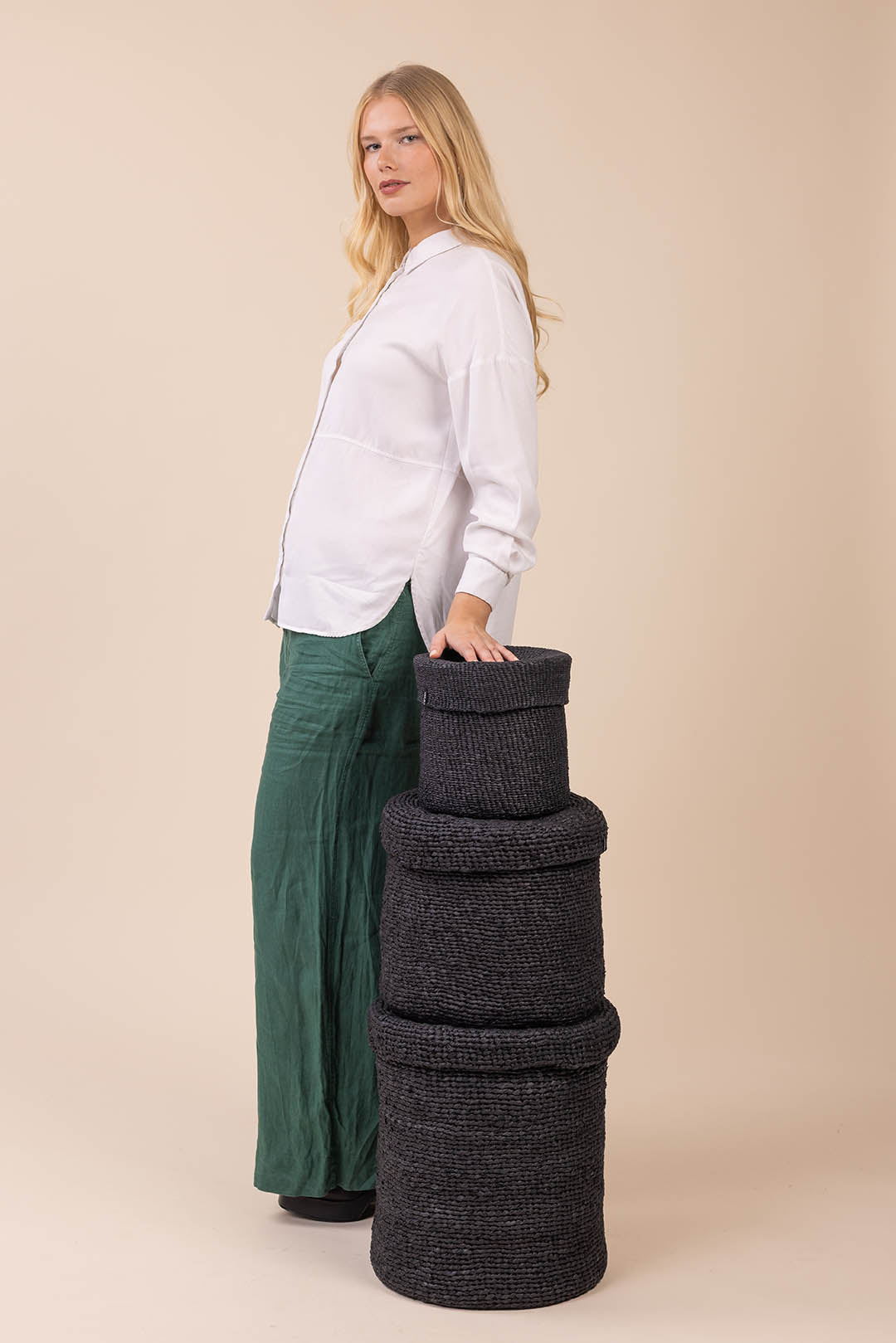 black Kiondo basket with lid handmade fair trade