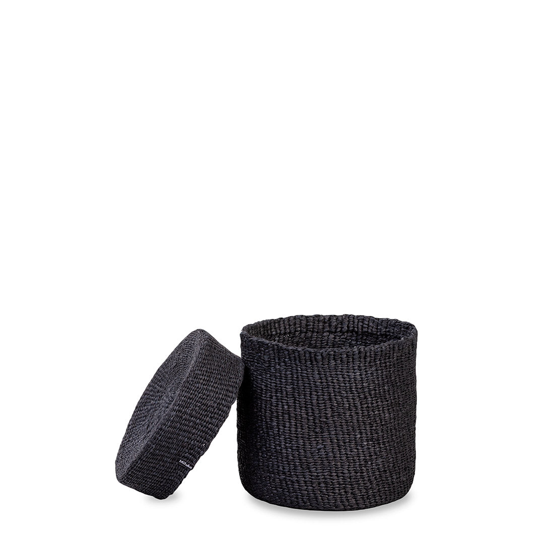 black basket with lid fair trade handmade