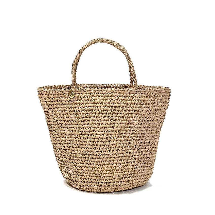 mifuko handbag brown crocheted handmade fair trade paper brass detail