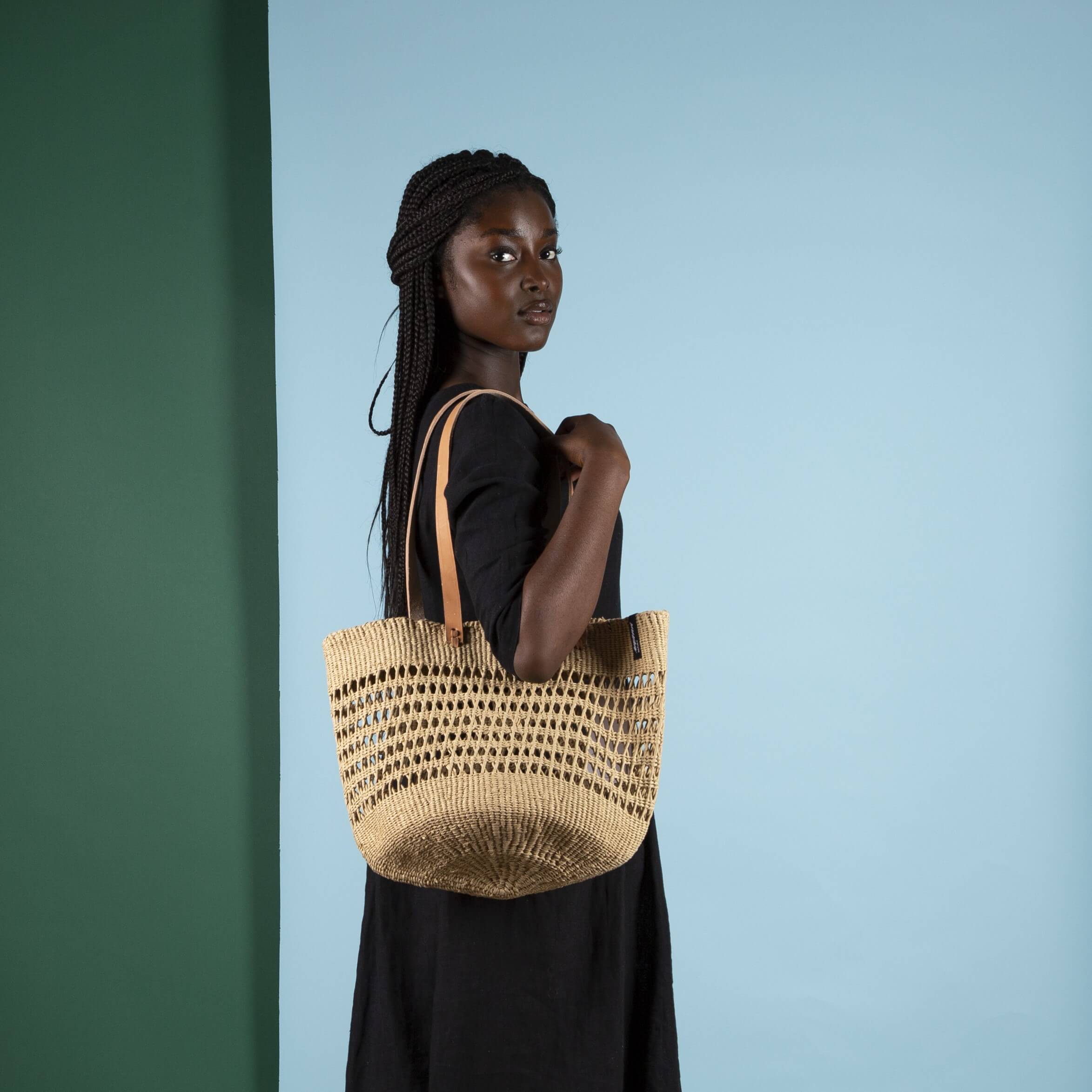 Kiondo Shopper | Braun offenes Geflecht M