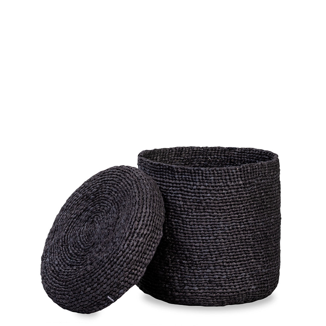 black Kiondo basket with lid handmade fair trade