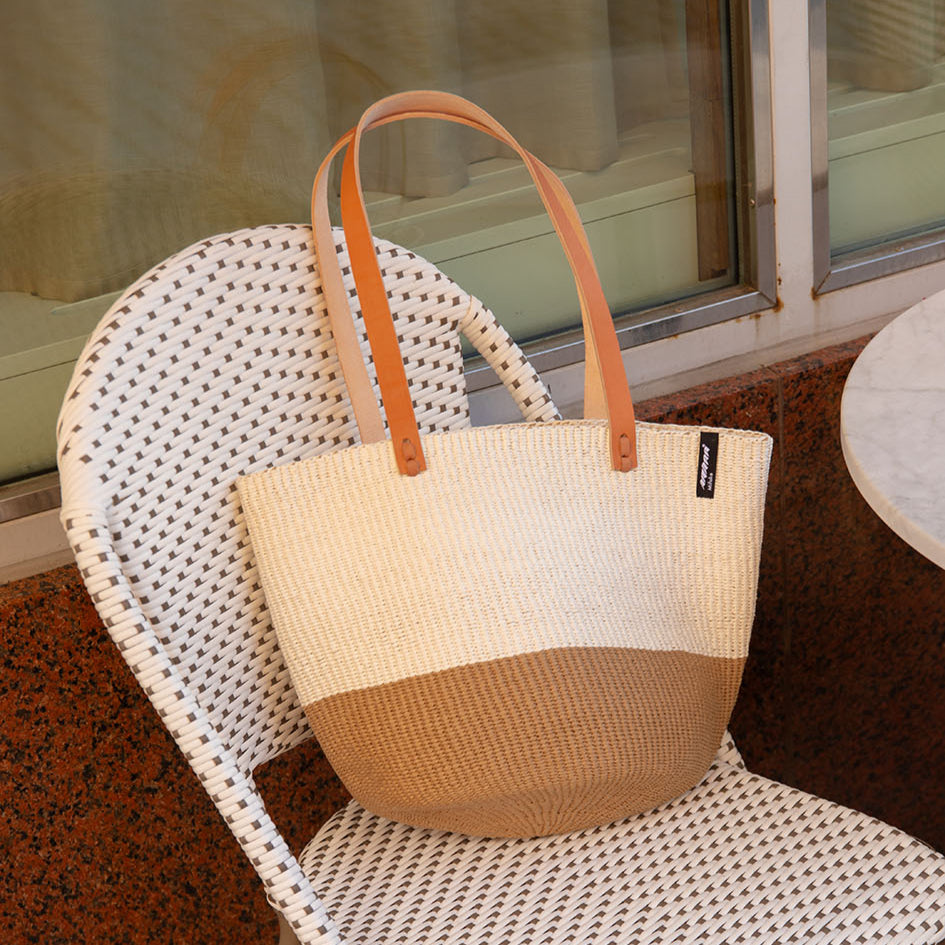 Mifuko paper shopper duo handmade fair trade leather handles