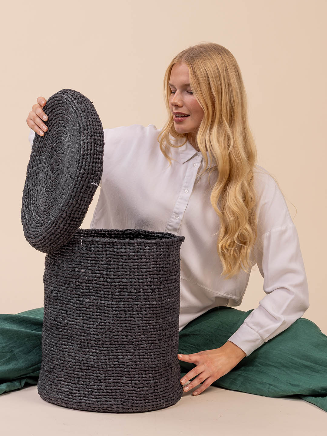 black Kiondo basket with lid handmade fair trade