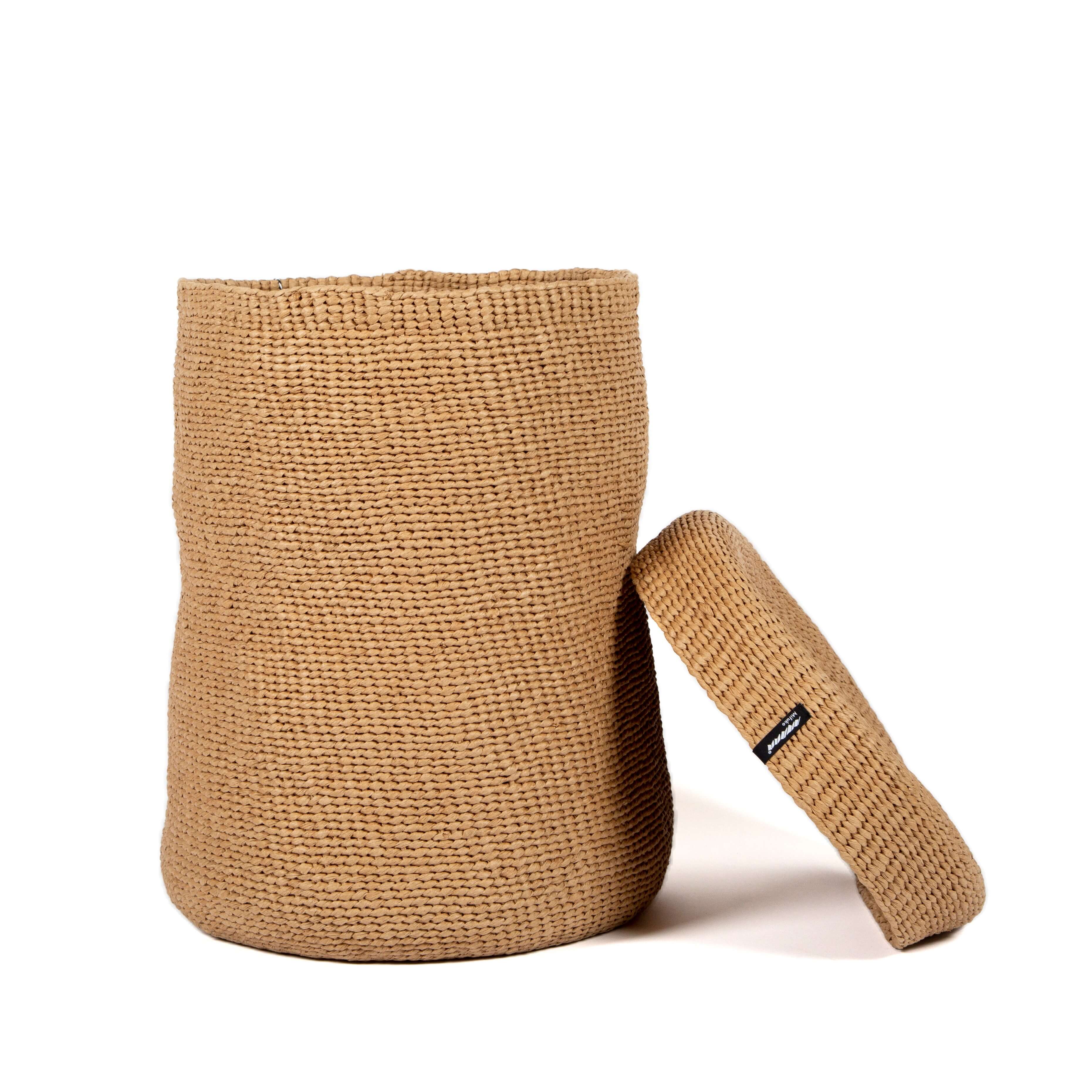 Big laundry basket with lid paper handmade fair trade