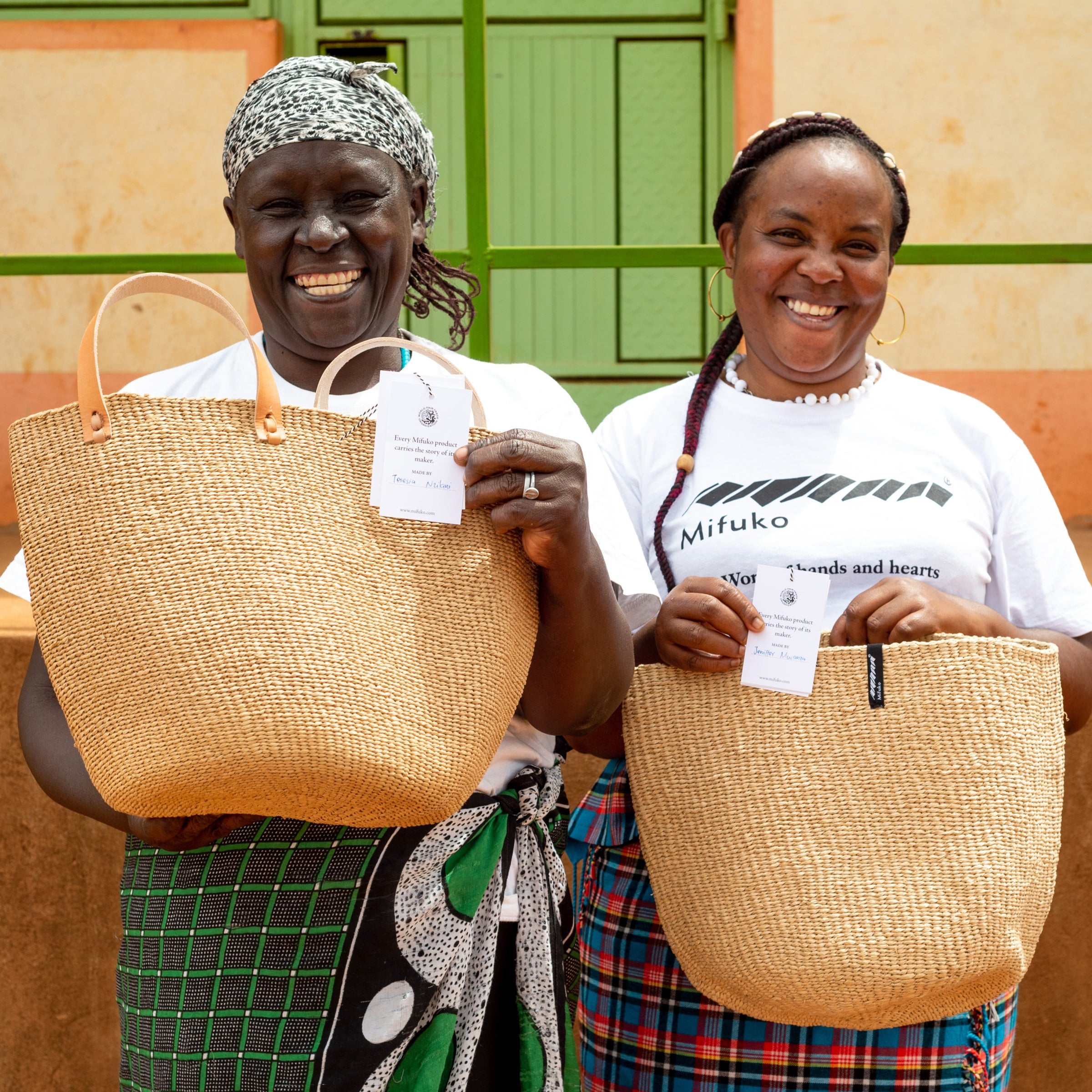Artisans Kenya Handmade fair trade Paper Kiondo basket | Brown M fair trade beautiful and ethical