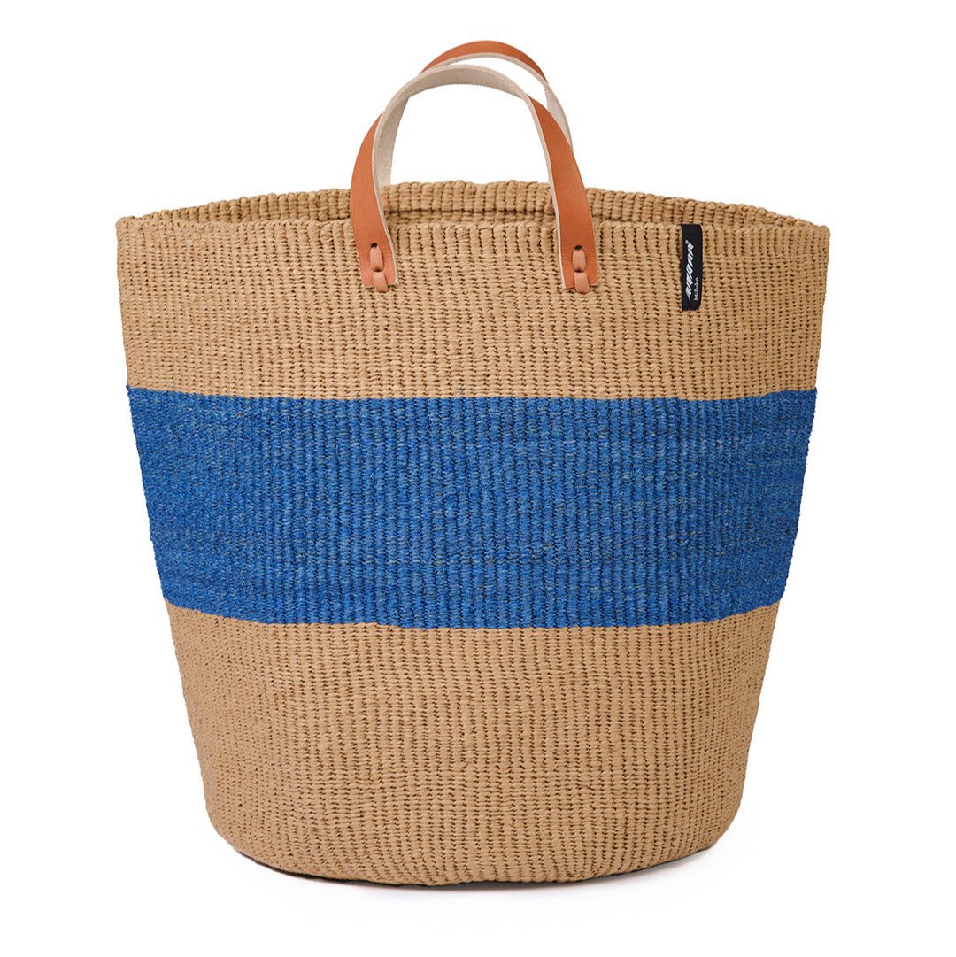 The Majani Market Basket is a stylish and durable handwoven basket made from natural banana fibre. With its subtle denim blue tone, it is the perfect addition to your home for shopping, storage, or decorative purposes.
