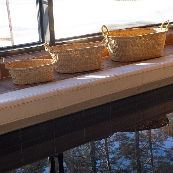 Beautiful handmade natural baskets for laundry, fair trade