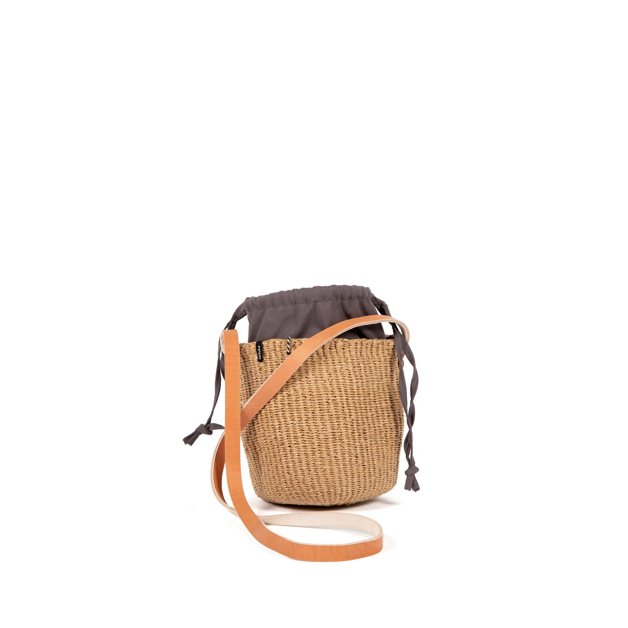 Handmade paper bag cotton pouch brown fair trade