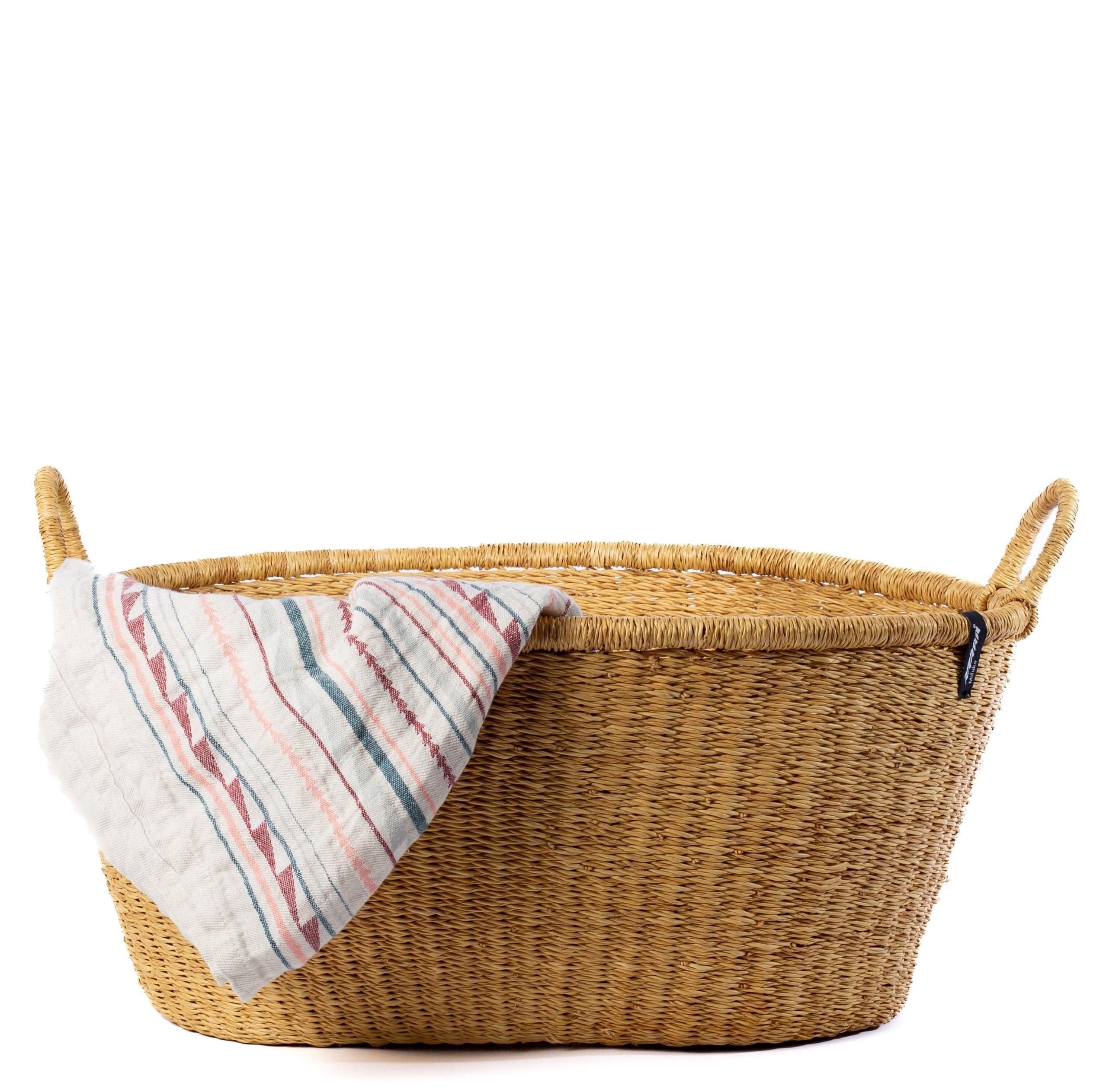 Mifuko Elephant grass Large basket with handle Bolga laundry basket XXL
