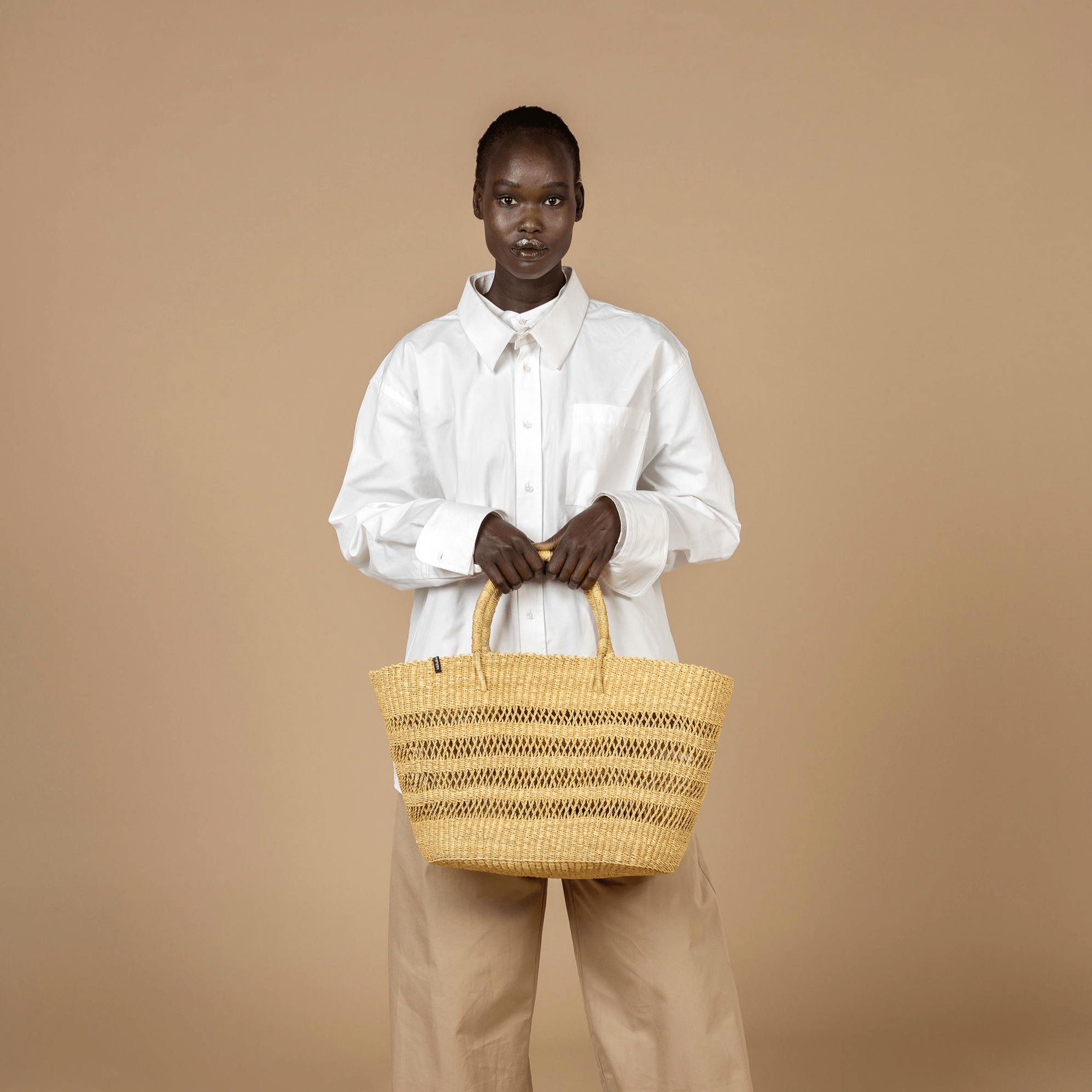 Mifuko Elephant grass Market basket M Bolga market basket | Natural open weave M handmade fair trade