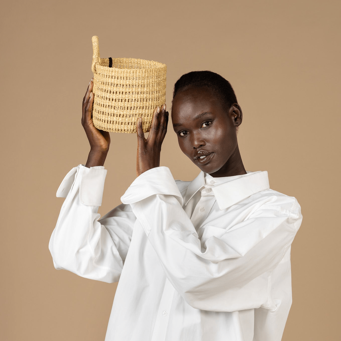 Mifuko Elephant grass Small basket XS Bolga basket | Natural with loop XS