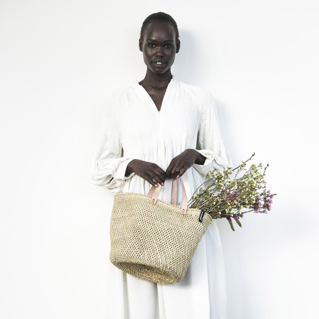 Handmade fair trade Milulu grass Iringa market basket | Natural M
