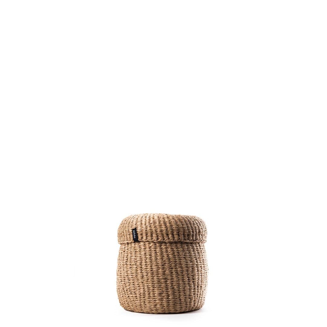 Handmade fair trade Paper Kiondo basket | Brown with lid XS