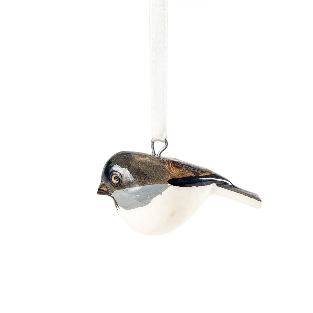 Handmade fair trade Jacaranda wood Wooden ornament | Coal tit