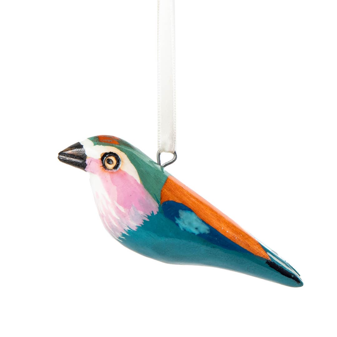 Handmade fair trade Jacaranda wood Wooden ornament | Lilac-breasted roller