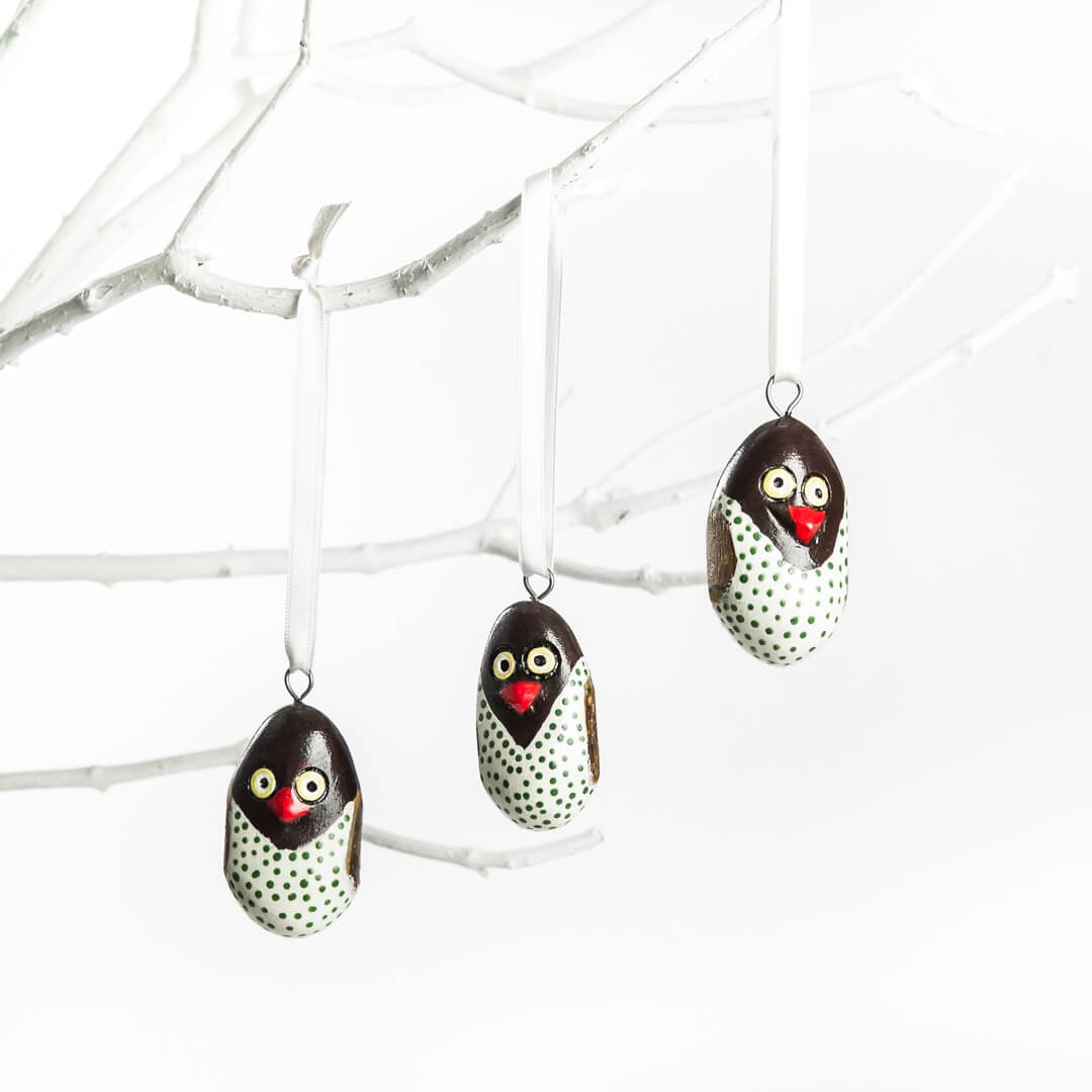 Handmade fair trade Jacaranda wood Wooden ornament | White owl