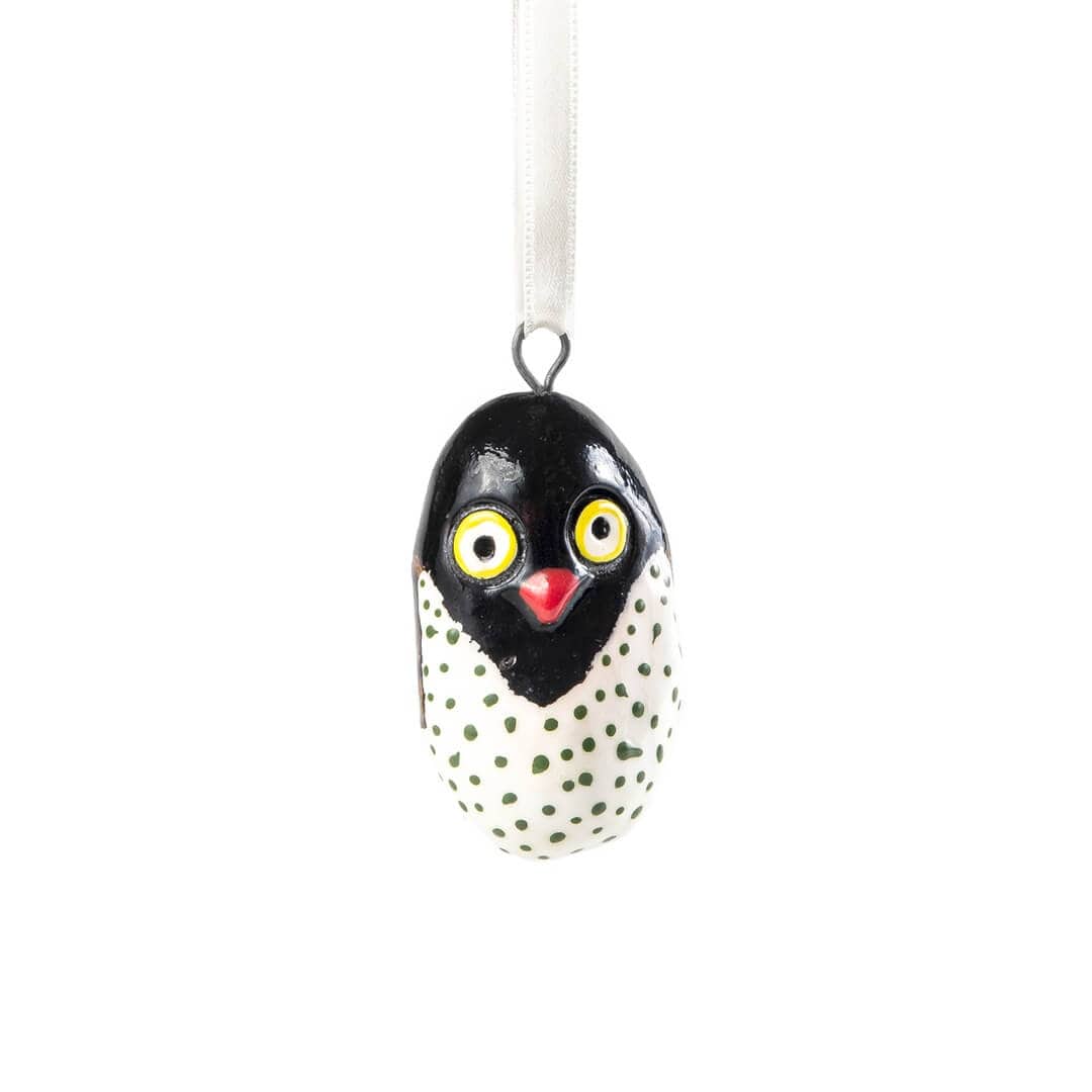 Handmade fair trade Jacaranda wood Wooden ornament | White owl