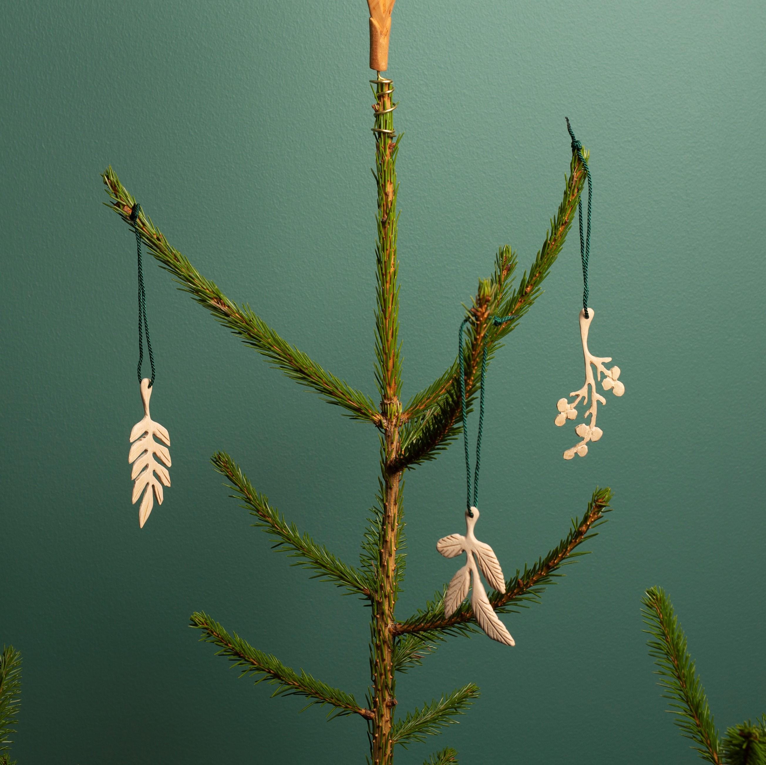 Mifuko Jacaranda wood Ornament One size Wooden ornament | 3 branches ornament set